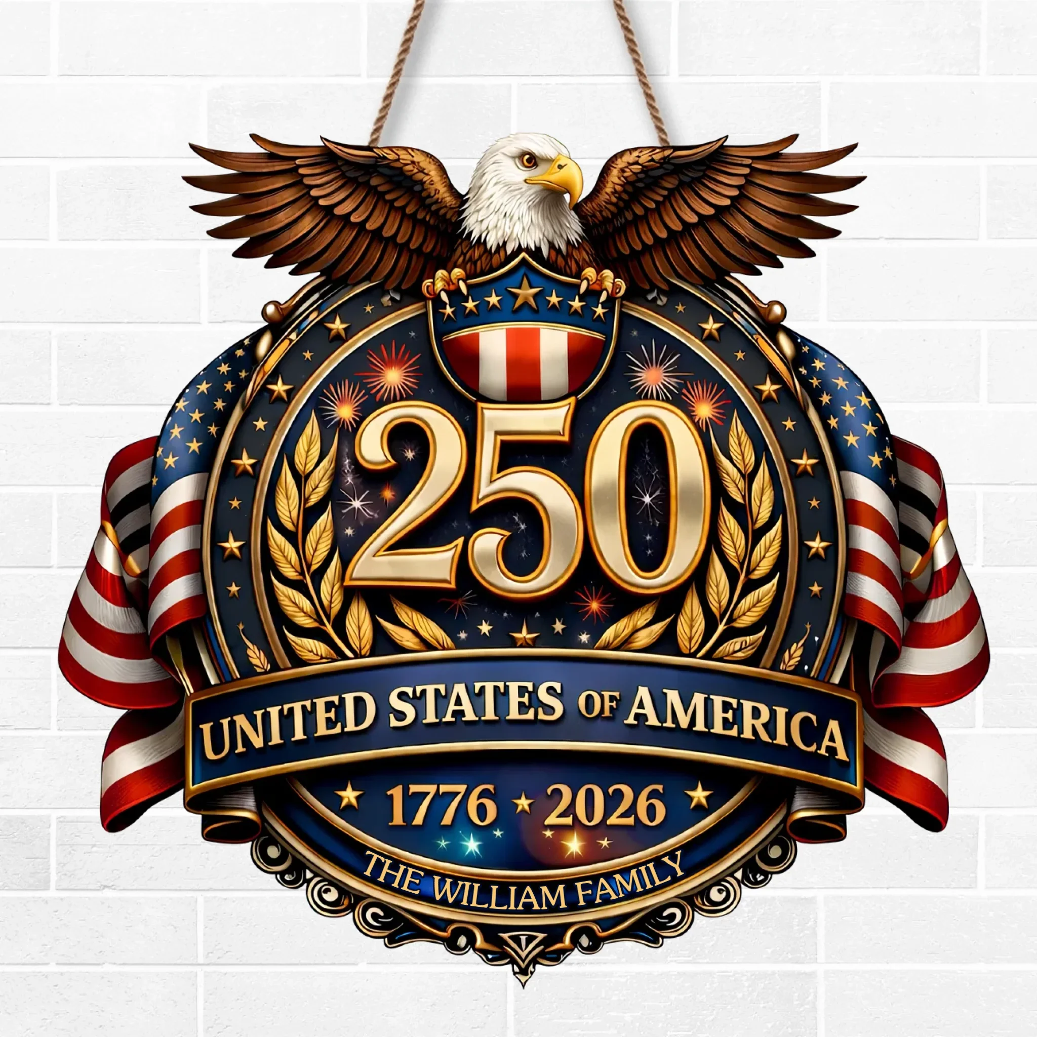 Custom Wood Sign - Personalized America 250th Anniversary Gifts For Mom, Dad, Brother, Sister, Kids - American Pride Always - Image 2
