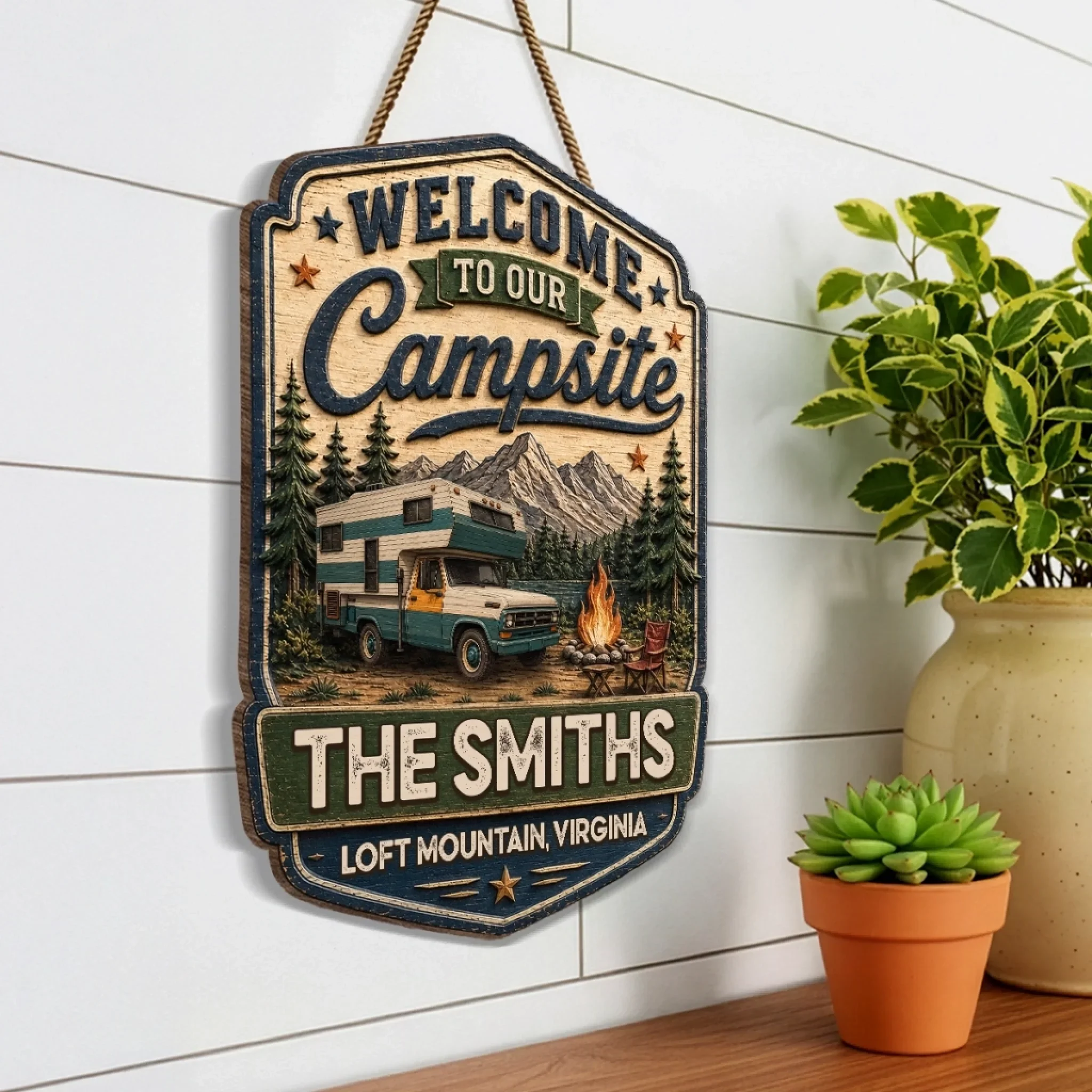 Custom Wood Sign - Personalized Birthday Camping Gifts For Campers, Mom, Dad, Brother, Sister, Kids - Home Is The Campsite - Image 5