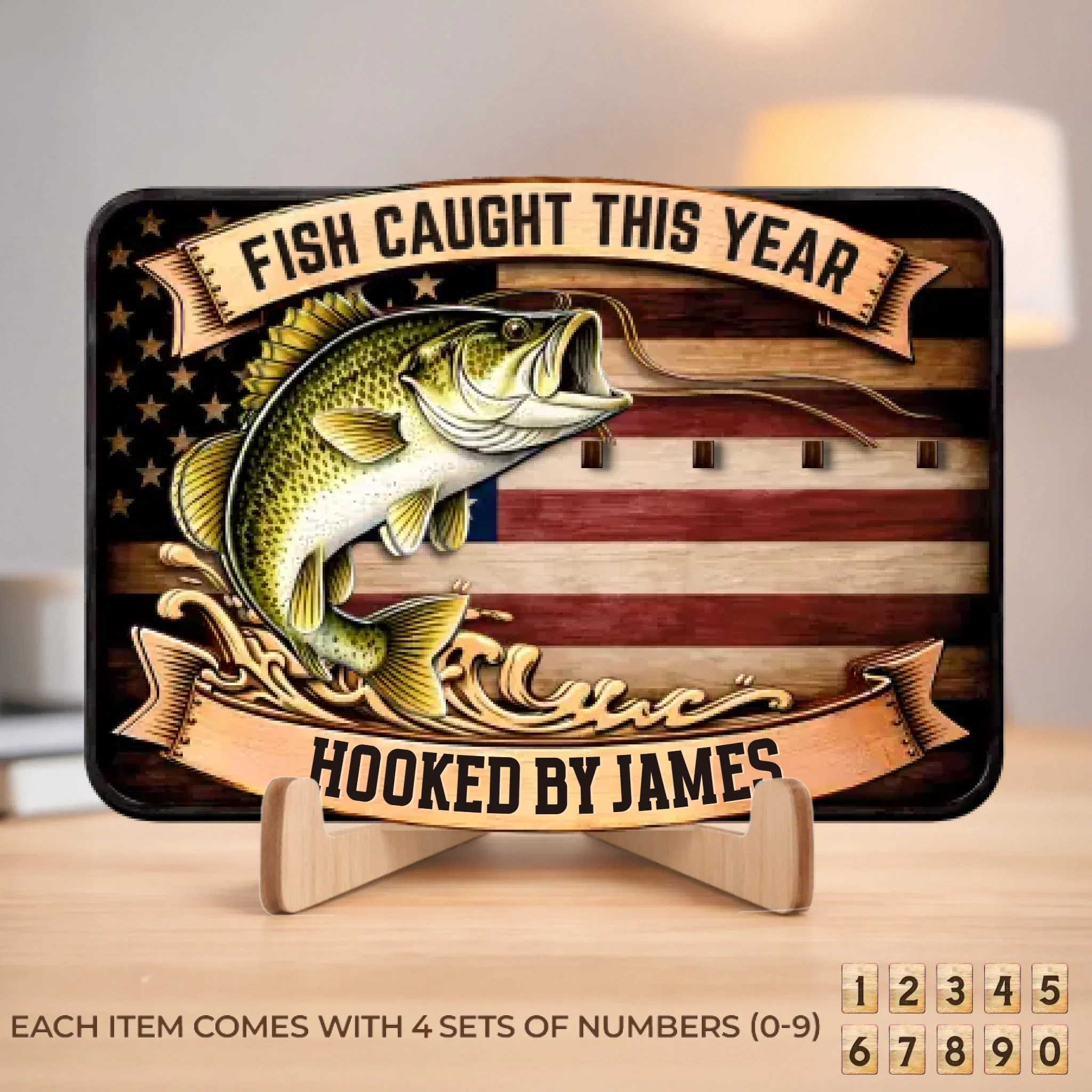 Custom Wooden Tracker Sign - Personalized Birthday Fishing Gifts For Fisherman - Best Fishing Day - Image 3