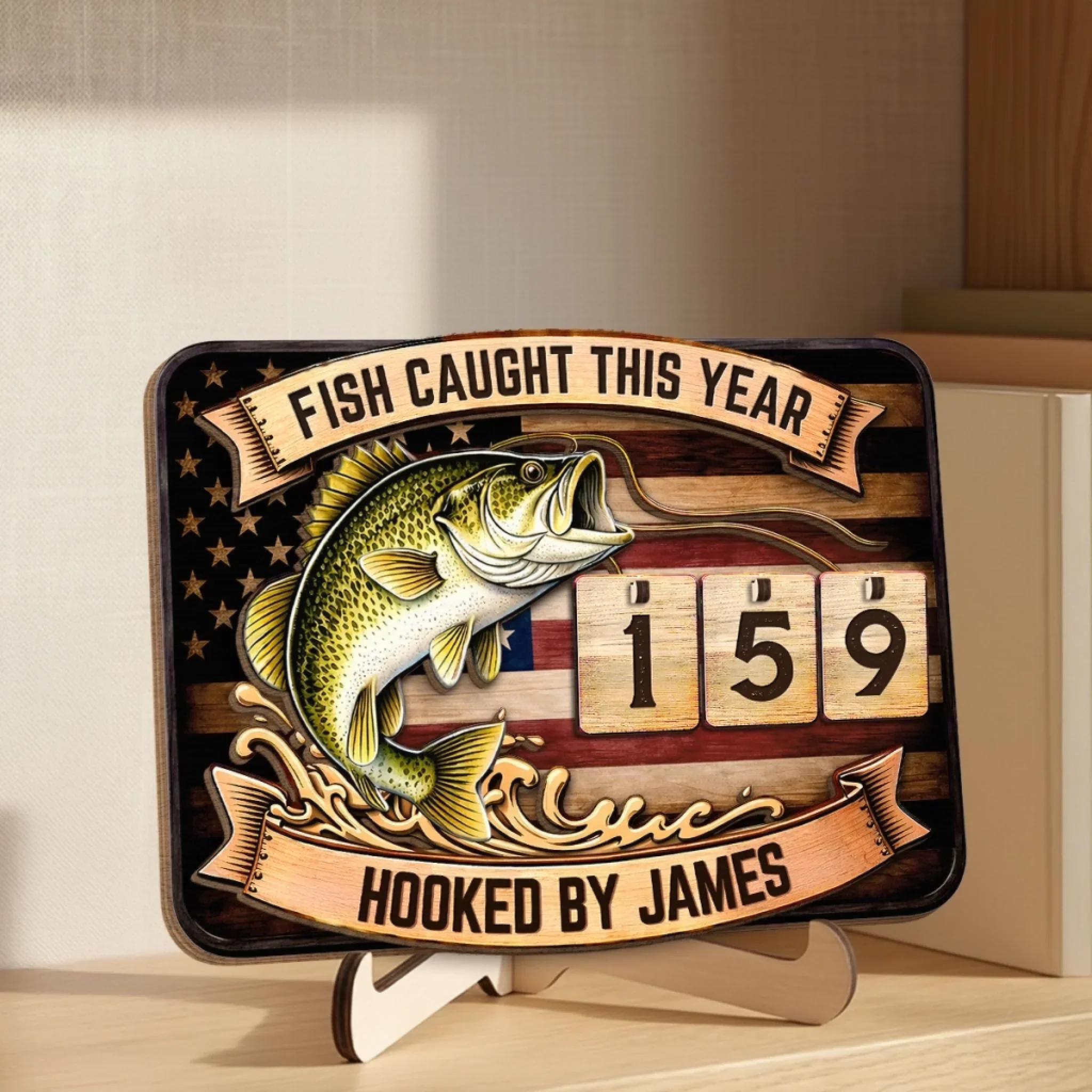 Custom Wooden Tracker Sign - Personalized Birthday Fishing Gifts For Fisherman - Best Fishing Day - Image 4