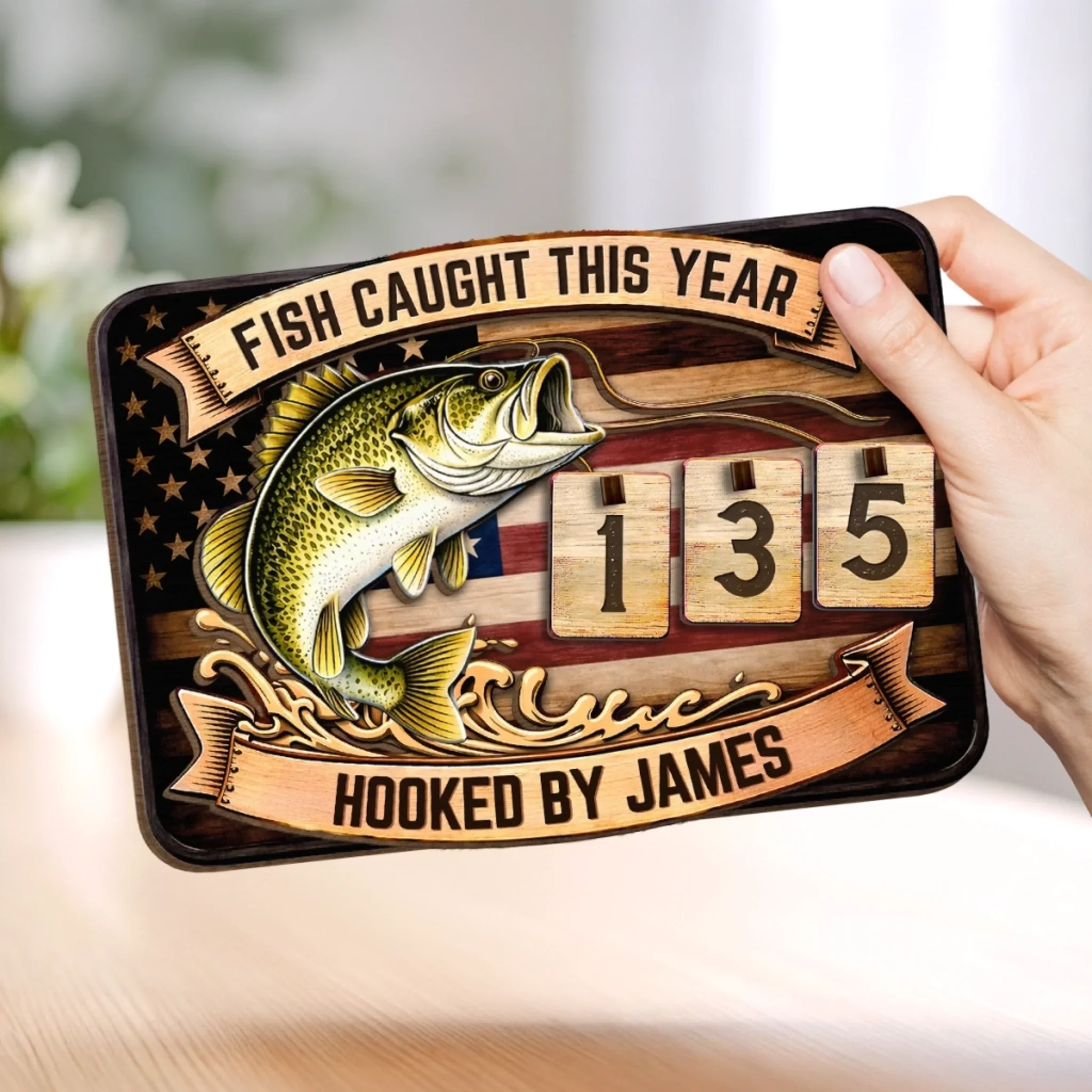 Custom Wooden Tracker Sign - Personalized Birthday Fishing Gifts For Fisherman - Best Fishing Day - Image 5
