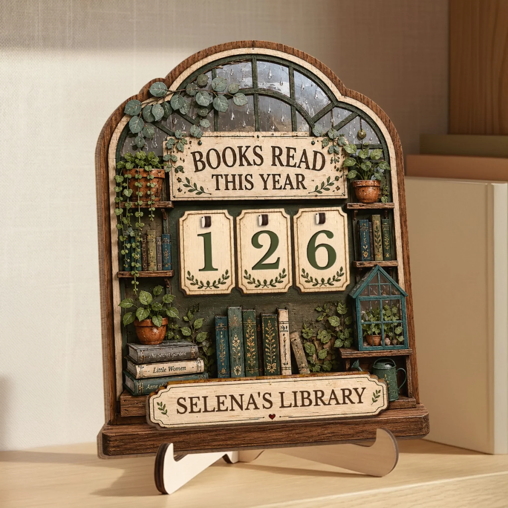 Custom Wooden Tracker Sign - Personalized Bookish Gifts For Book Lovers, Bookworms, Readers - Books Are My Escape - Image 2