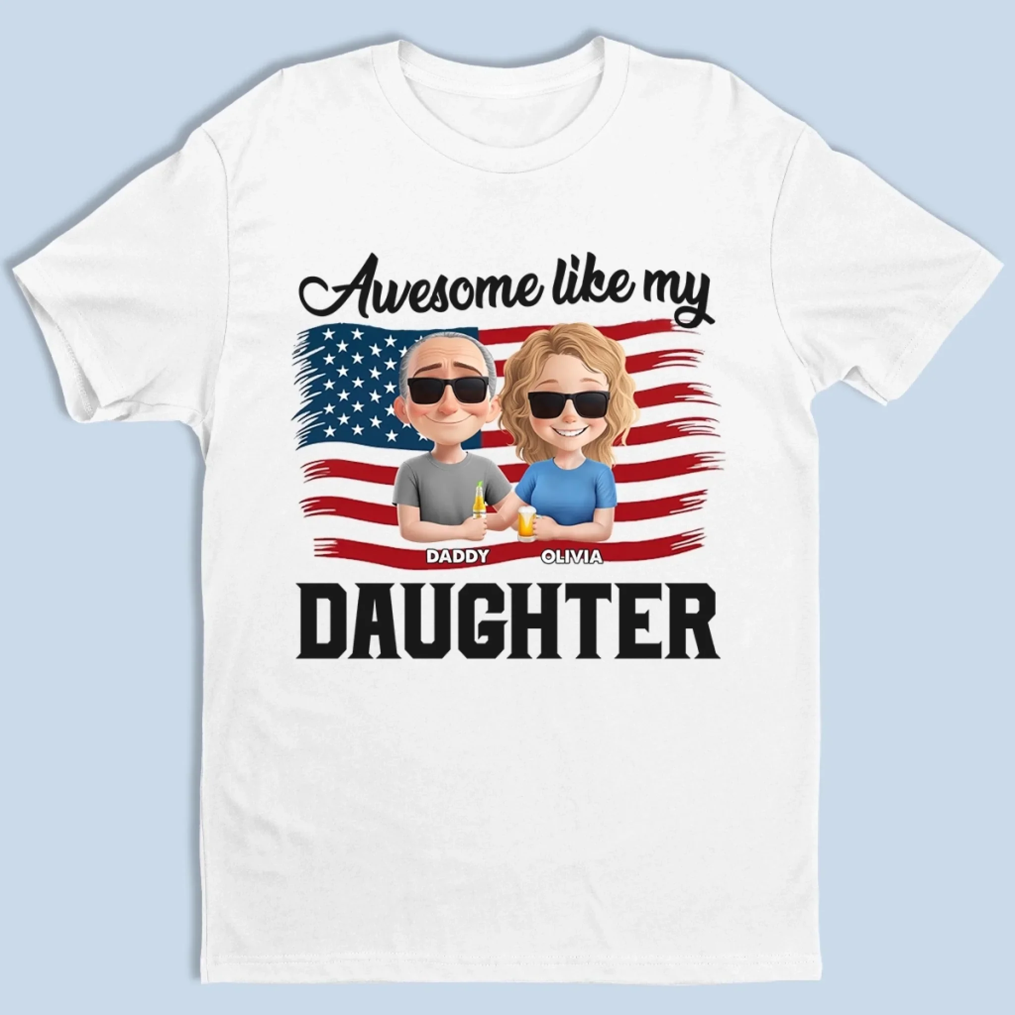Dad, Powered By Daughter - Family Personalized Custom Unisex T-shirt, Premium T-shirt, Hoodie -  Father's Day, Gift For Dad