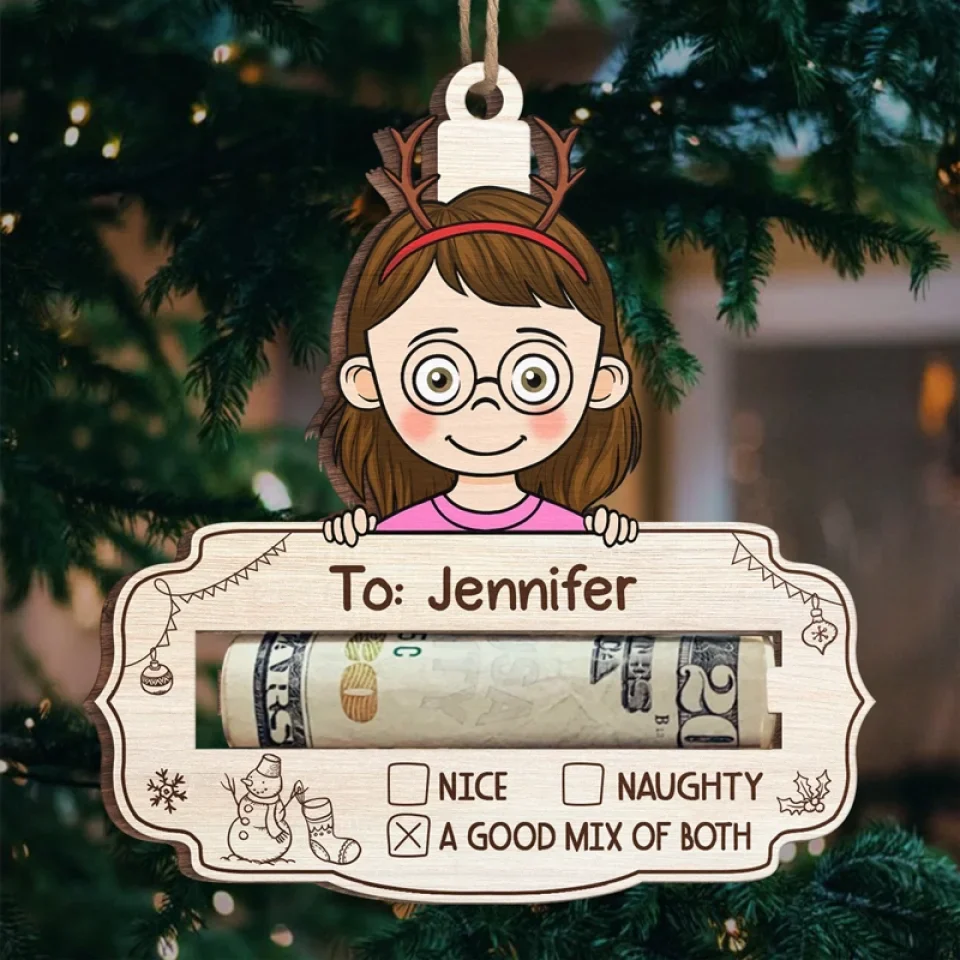Families Bring Extra Joy To Christmas - Family Personalized Custom Ornament, Money Holder - Wood Custom Shaped -  Christmas Gift For Family Members