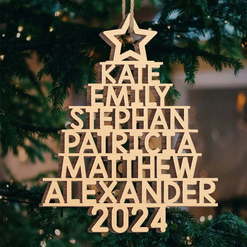Family Christmas Tree - Family Personalized Custom Ornament - Wood Custom Shaped - Christmas Gift For Family Members