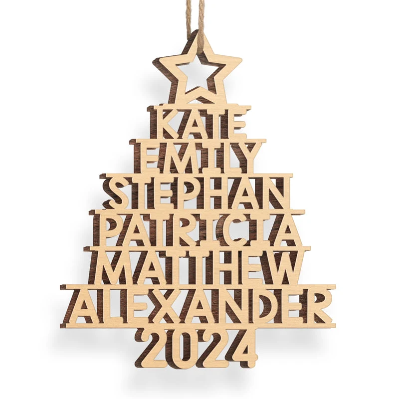 Family Christmas Tree - Family Personalized Custom Ornament - Wood Custom Shaped - Christmas Gift For Family Members - Image 2