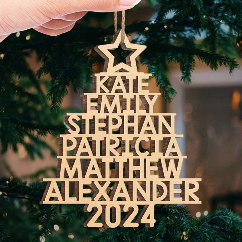 Family Christmas Tree - Family Personalized Custom Ornament - Wood Custom Shaped - Christmas Gift For Family Members - Image 3