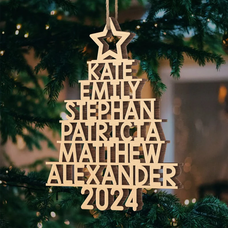 Family Christmas Tree - Family Personalized Custom Ornament - Wood Custom Shaped - Christmas Gift For Family Members - Image 4