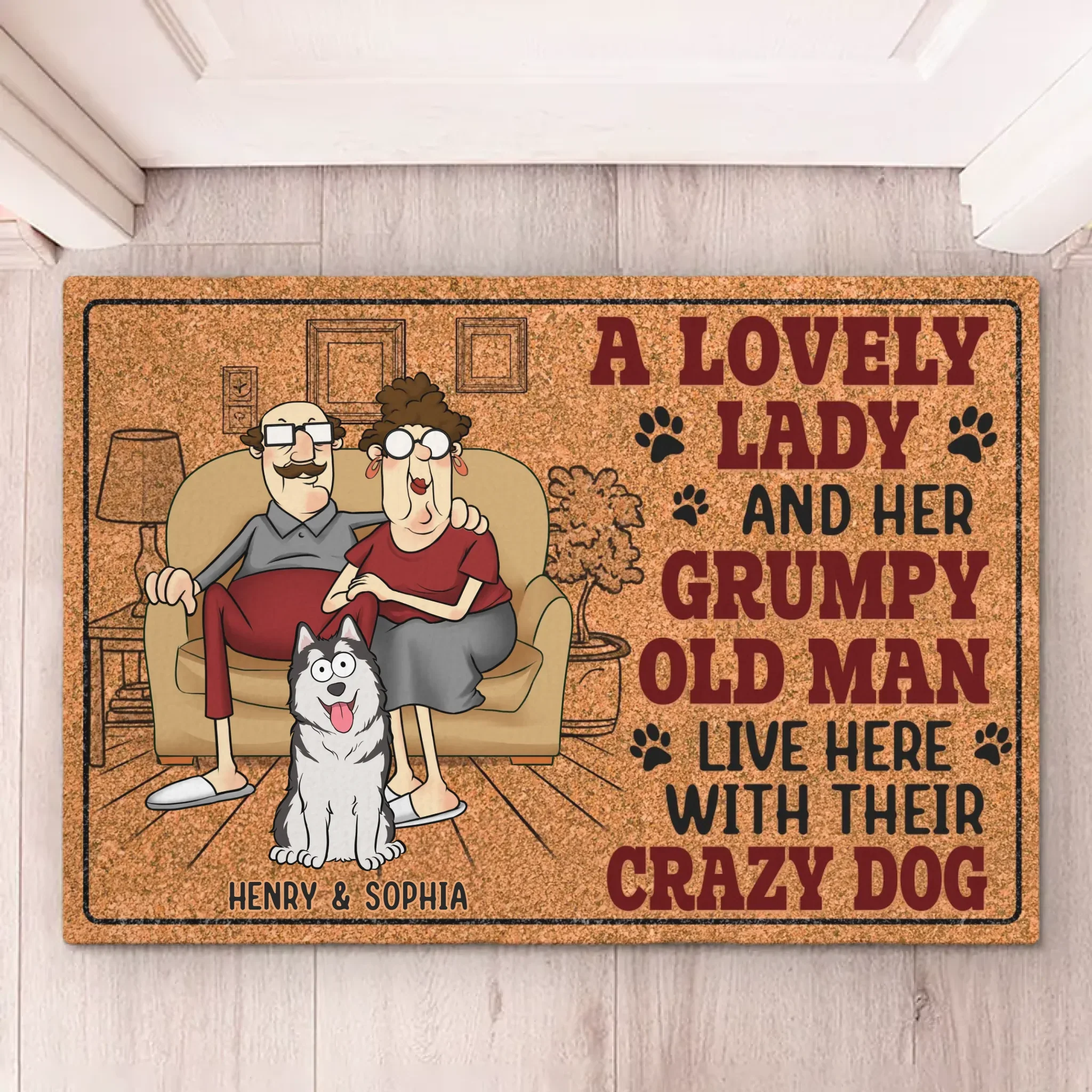 Fluff, Love & A Bit Of Grump - Couple Personalized Custom Home Decor Decorative Mat - House Warming Gift For Husband Wife, Anniversary, Pet Owners, Pet Lovers - Image 2