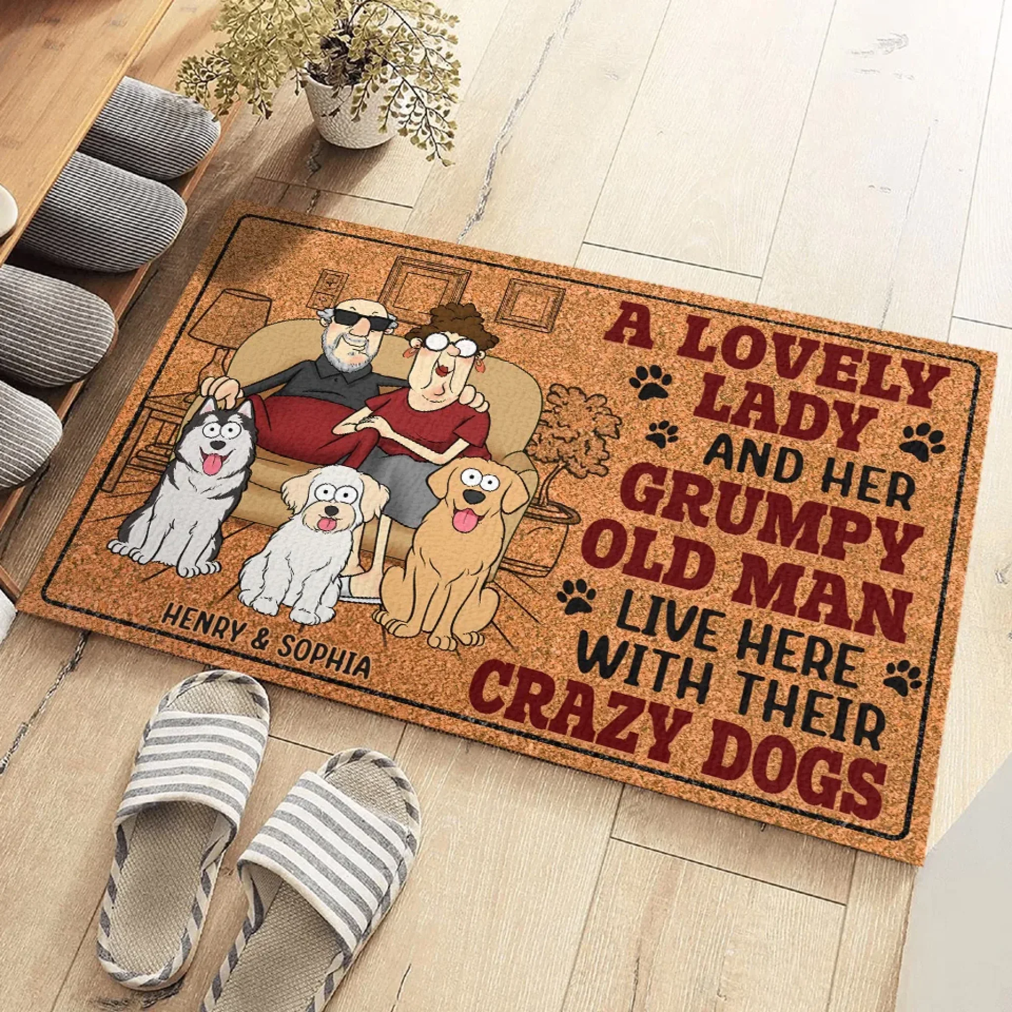 Fluff, Love & A Bit Of Grump - Couple Personalized Custom Home Decor Decorative Mat - House Warming Gift For Husband Wife, Anniversary, Pet Owners, Pet Lovers - Image 3