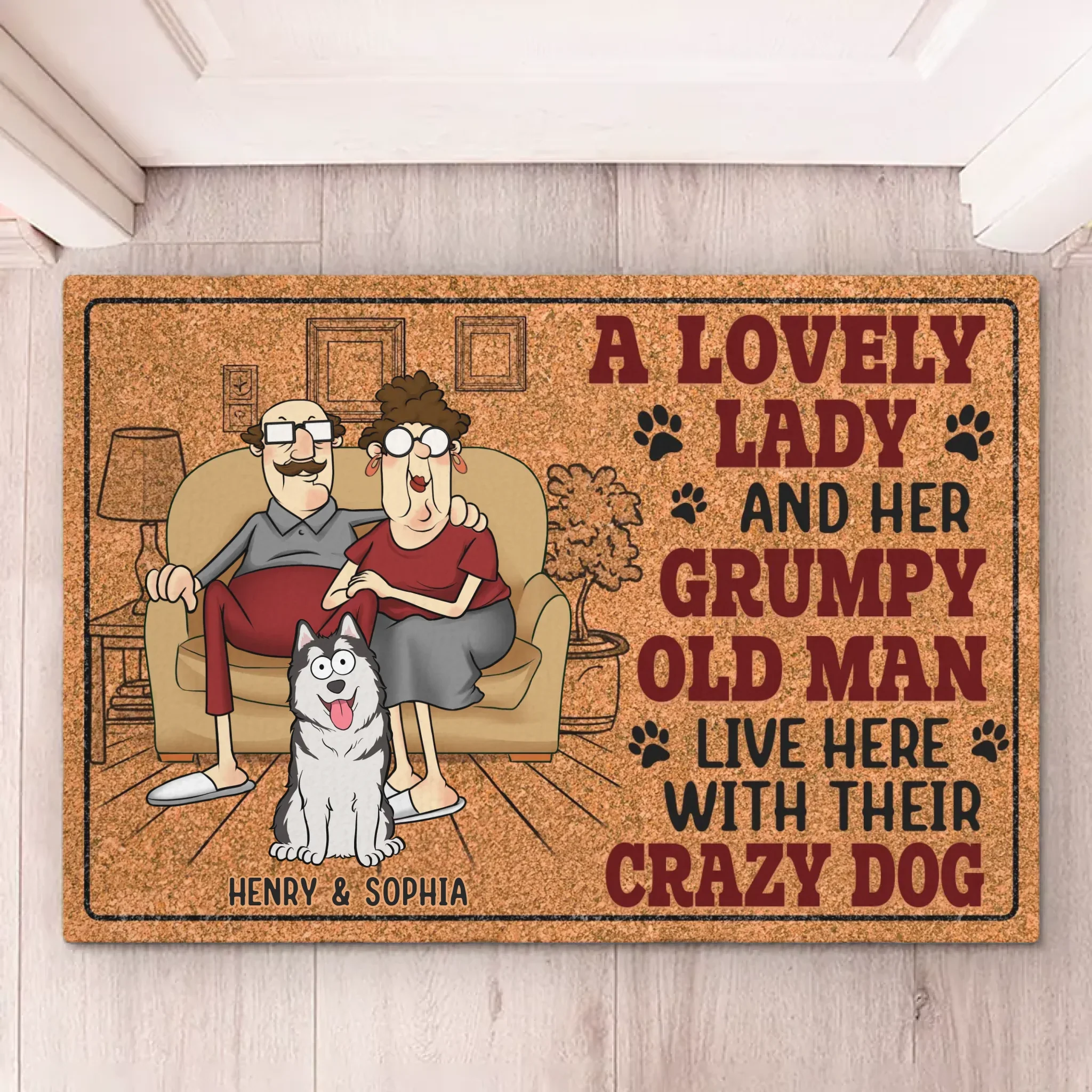 Fluff, Love & A Bit Of Grump - Couple Personalized Custom Home Decor Decorative Mat - House Warming Gift For Husband Wife, Anniversary, Pet Owners, Pet Lovers - Image 5