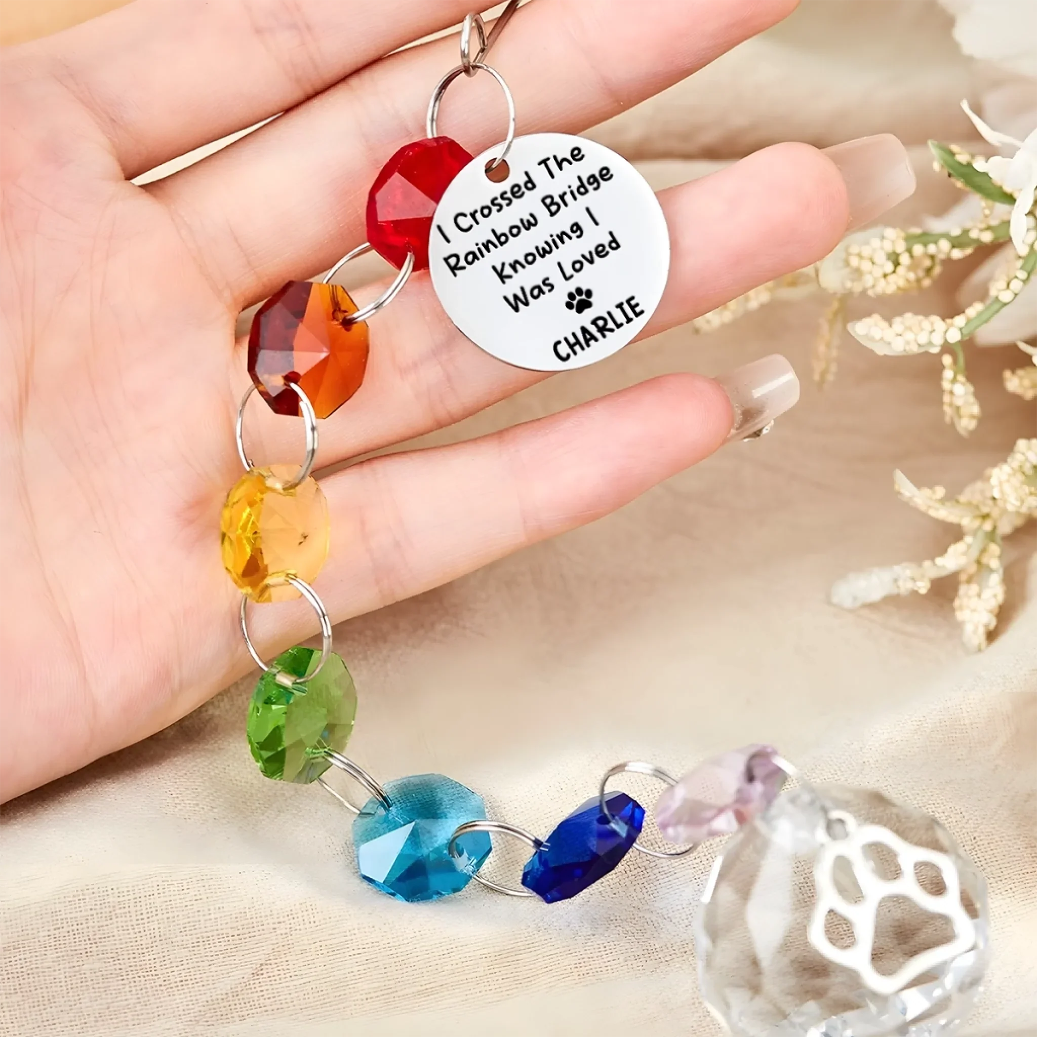 Forever In My Heart - Memorial Personalized Custom Rainbow Bridge Suncatcher - Sympathy Gift For Pet Owners, Pet Lovers - Image 3