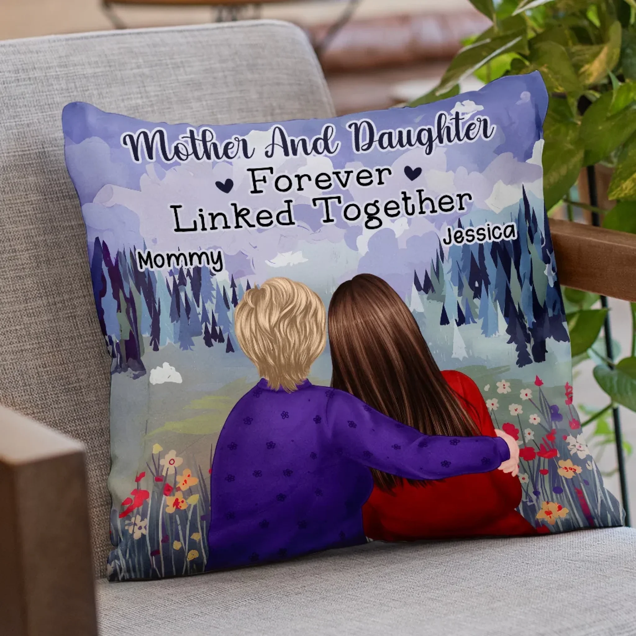 Forever Tied By Unconditional Love - Family Personalized Custom Pillow - Gift For Mom, Daughter - Image 3