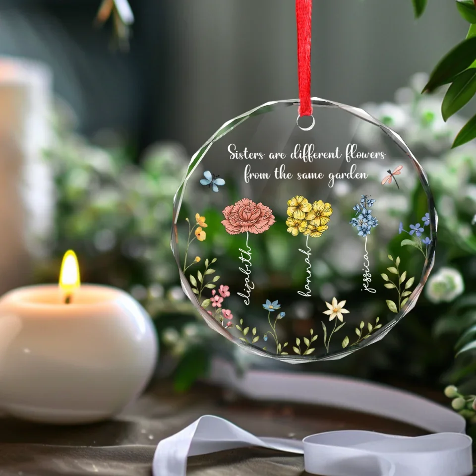 Forever Young Sisters - Bestie Personalized Custom Circle Glass Ornament - Christmas Gift For Best Friends, BFF, Sisters - Image 4