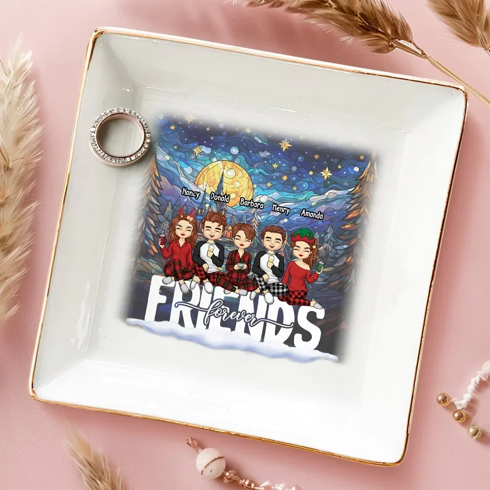 Friends Who Holiday Together Sleigh Together - Bestie Personalized Custom Jewelry Dish - Christmas Gift For Best Friends, BFF, Sisters - Image 3