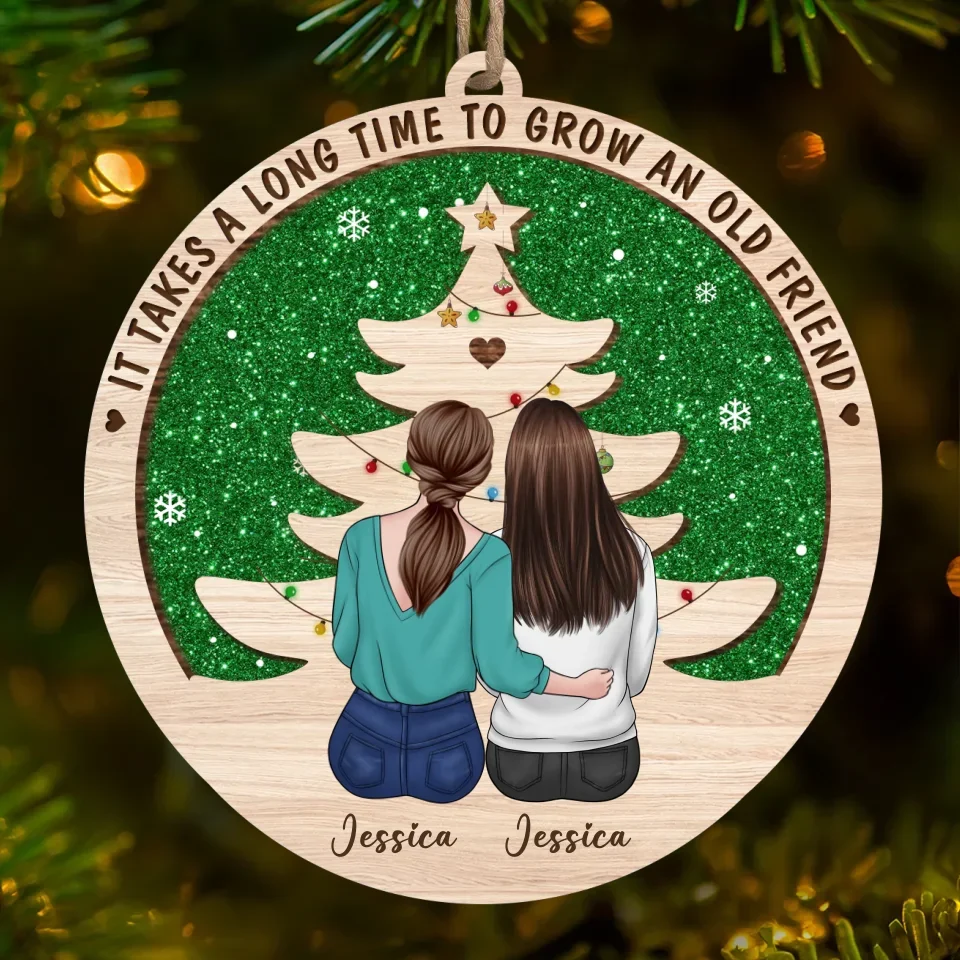 Friendship Is A Bond That Grows Stronger Over Time - Bestie Personalized Custom Ornament - Wood Custom Shaped - Christmas Gift For Best Friends, BFF, Sisters - Image 2