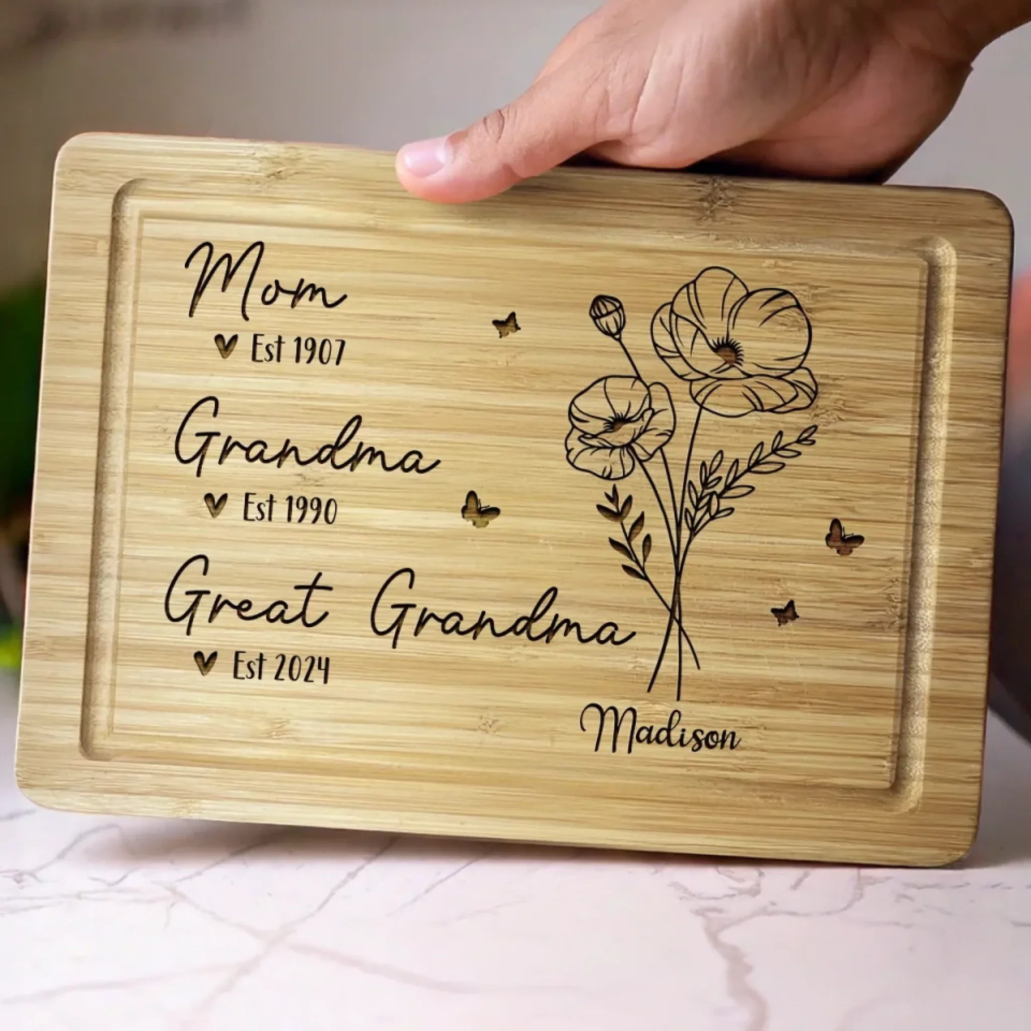 From Mom To Grandma, A Journey Of Love - Family Personalized Custom Engraved Wooden Cutting Board - Mother's Day, Gift For Mom, Grandma - Image 4
