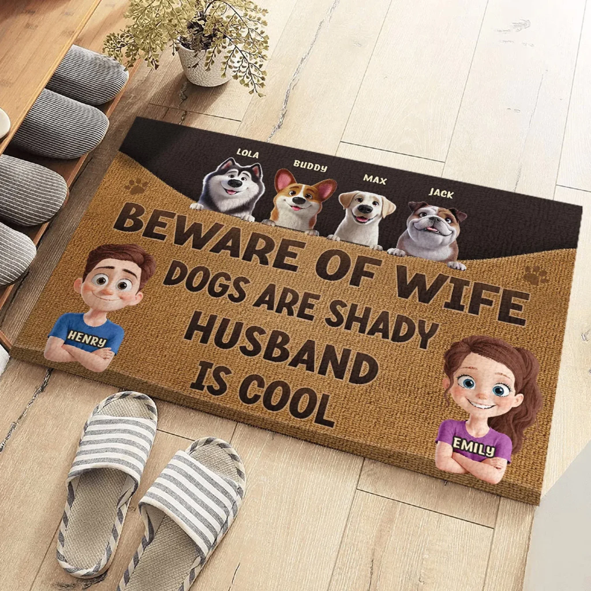 Furry Friends Make The Best Family - Dog Personalized Custom Home Decor Decorative Mat - House Warming Gift For Pet Owners, Pet Lovers - Image 3