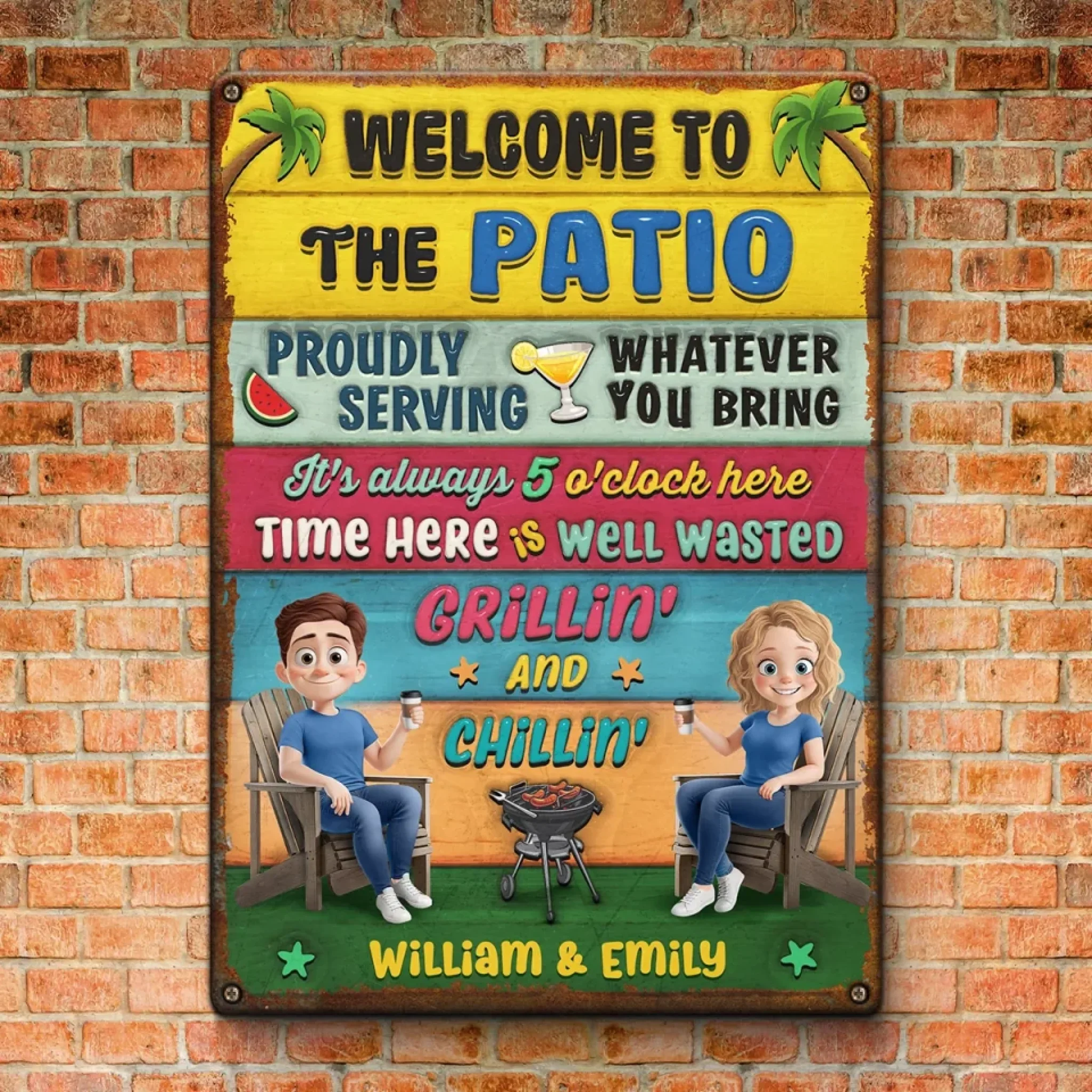 Good Times, Great Company, Even Better Drinks - Couple Personalized Custom Home Decor Metal Sign - House Warming Gift For Husband Wife, Anniversary - Image 3