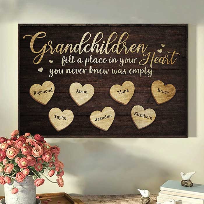 Grandchildren Fill A Place In Your Heart - Personalized Horizontal Poster - Gift For Grandparents - Image 3
