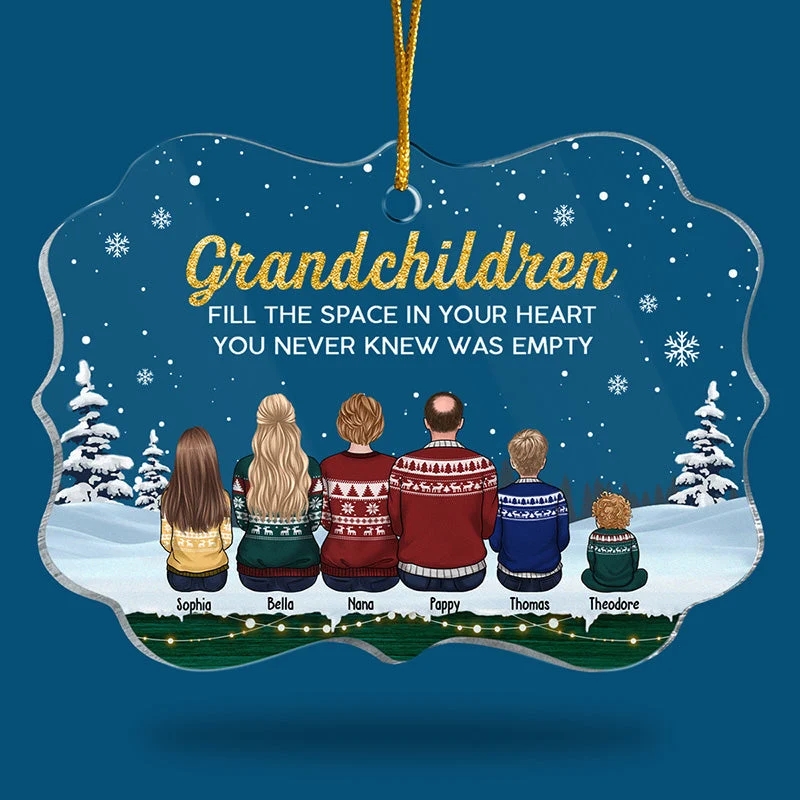 Grandchildren Fill The Space In Your Heart - Family Personalized Custom Ornament - Acrylic Benelux Shaped - Christmas Gift For Family Members - Image 3