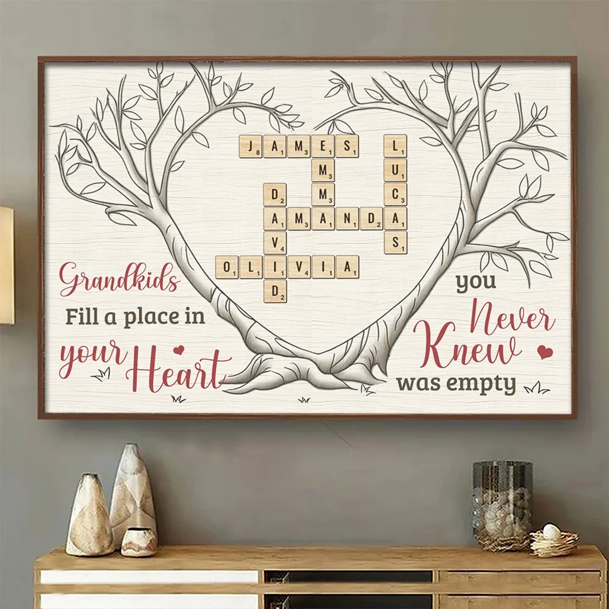 Grandkids Bring Joy To Every Corner Of Your Heart - Family Personalized Custom Horizontal Poster - Gift For Grandma, Grandpa, Grandkid - Image 3