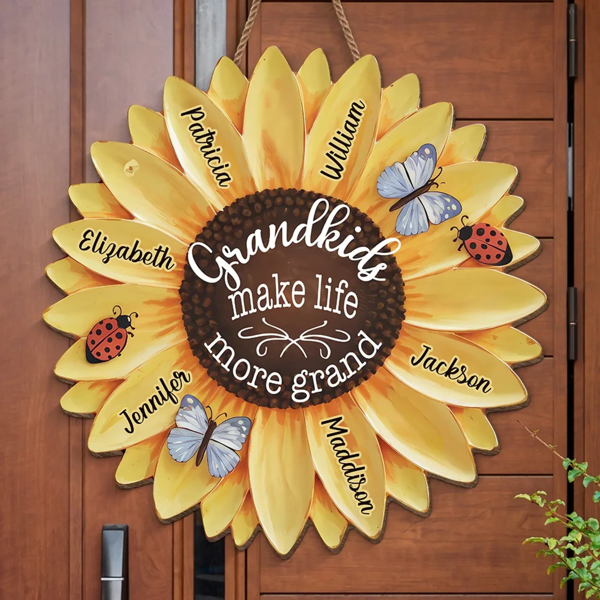 Grandkids Keep The Heart Young - Family Personalized Custom Shaped Home Decor Wood Sign - House Warming Gift For Mom, Grandma - Image 3