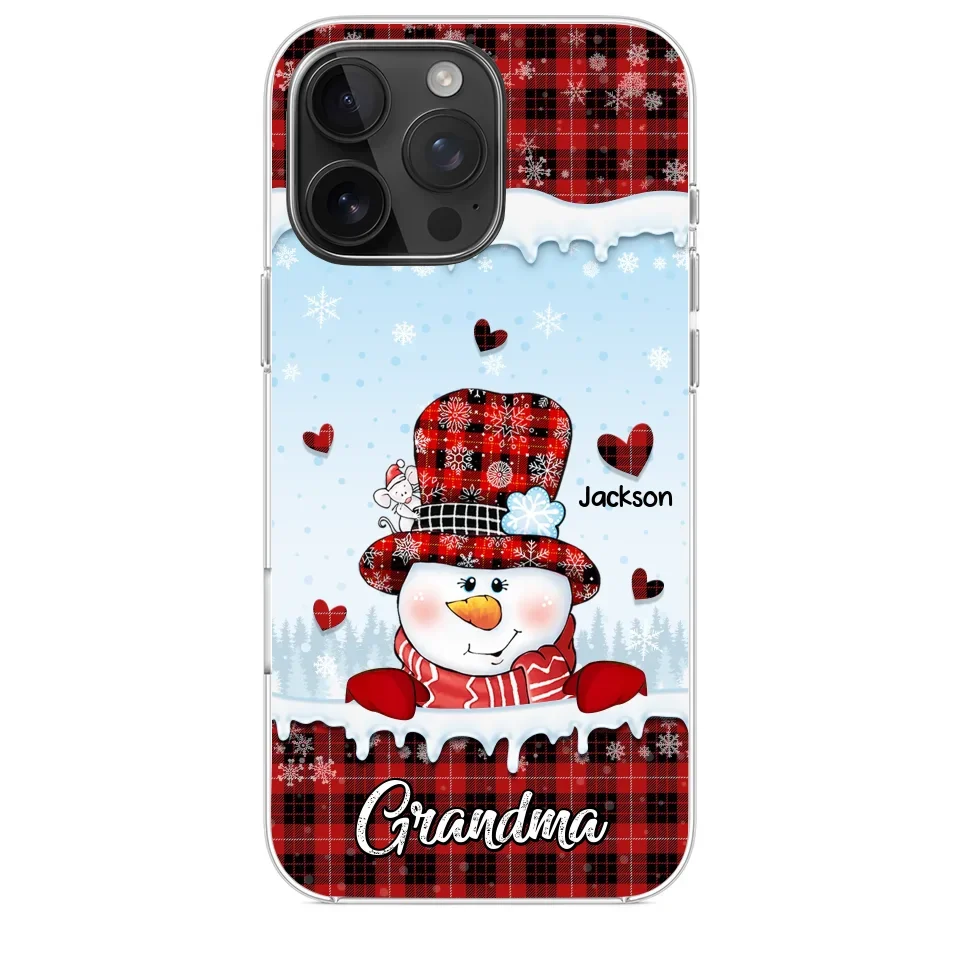 Grandmas Are Snowmen With Hearts That Never Melt - Family Personalized Custom Clear Phone Case - Christmas Gift For Grandma - Image 35