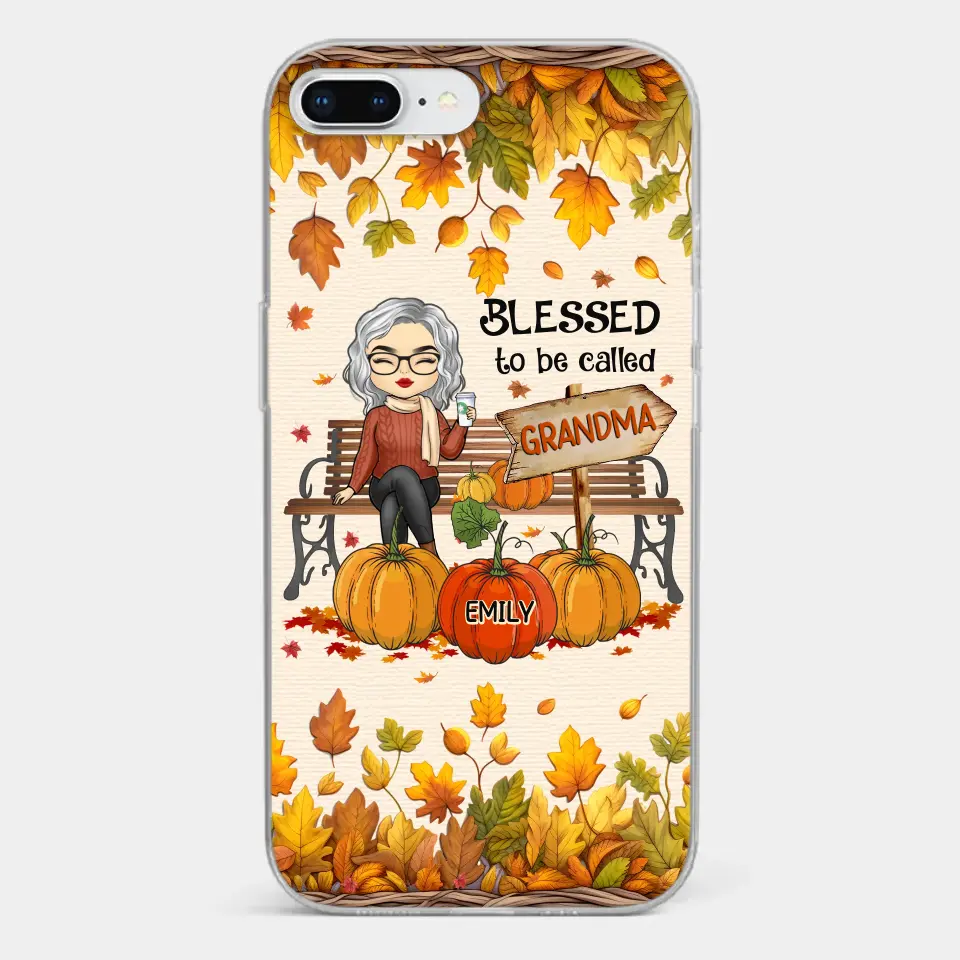 Grandma's Love Is The Heart Of Our Family - Family Personalized Custom Clear Phone Case - Autumn Fall Gift For Grandma - Image 3