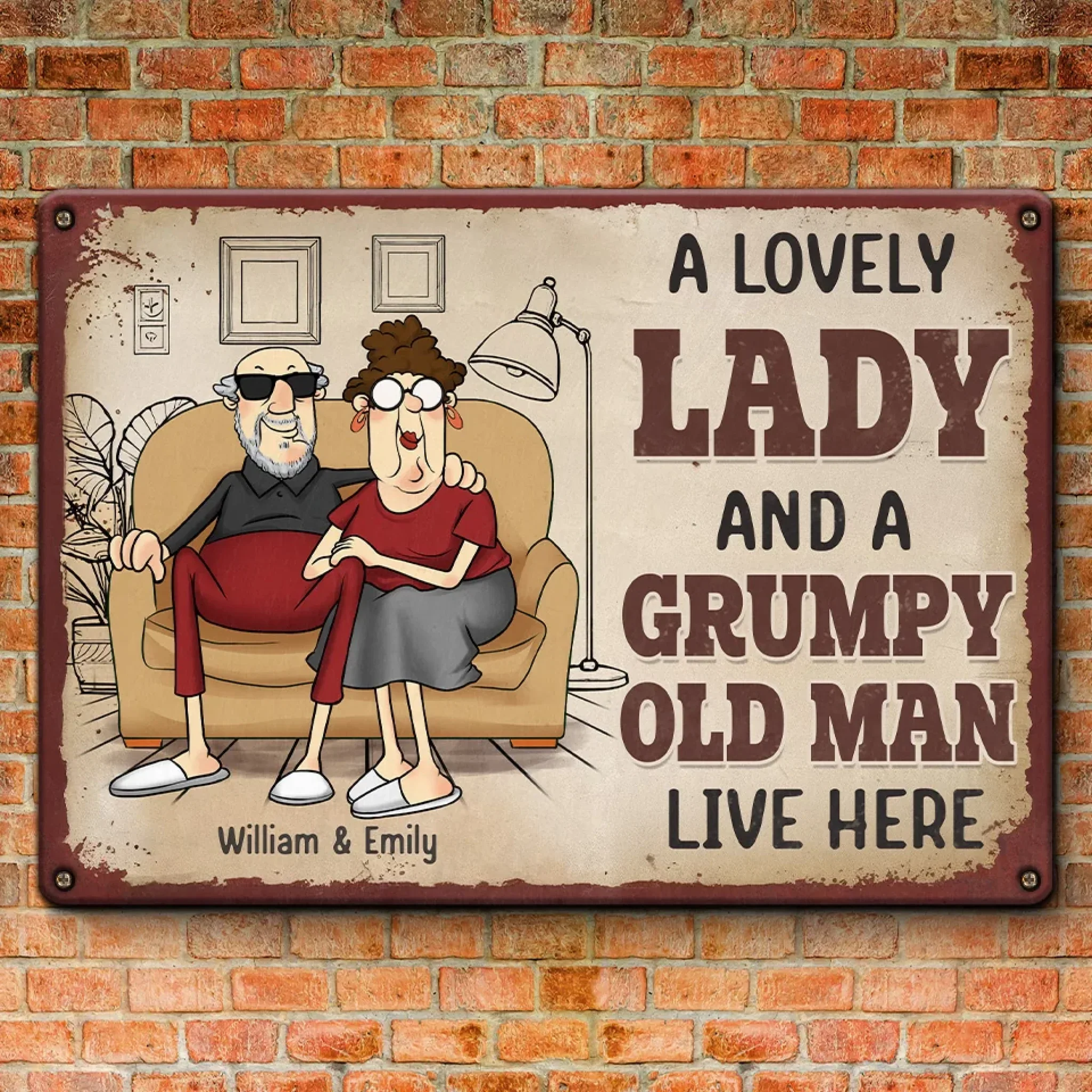Happily Ever After, With A Side Of Grump - Couple Personalized Custom Home Decor Metal Sign - House Warming Gift For Husband Wife, Anniversary - Image 3