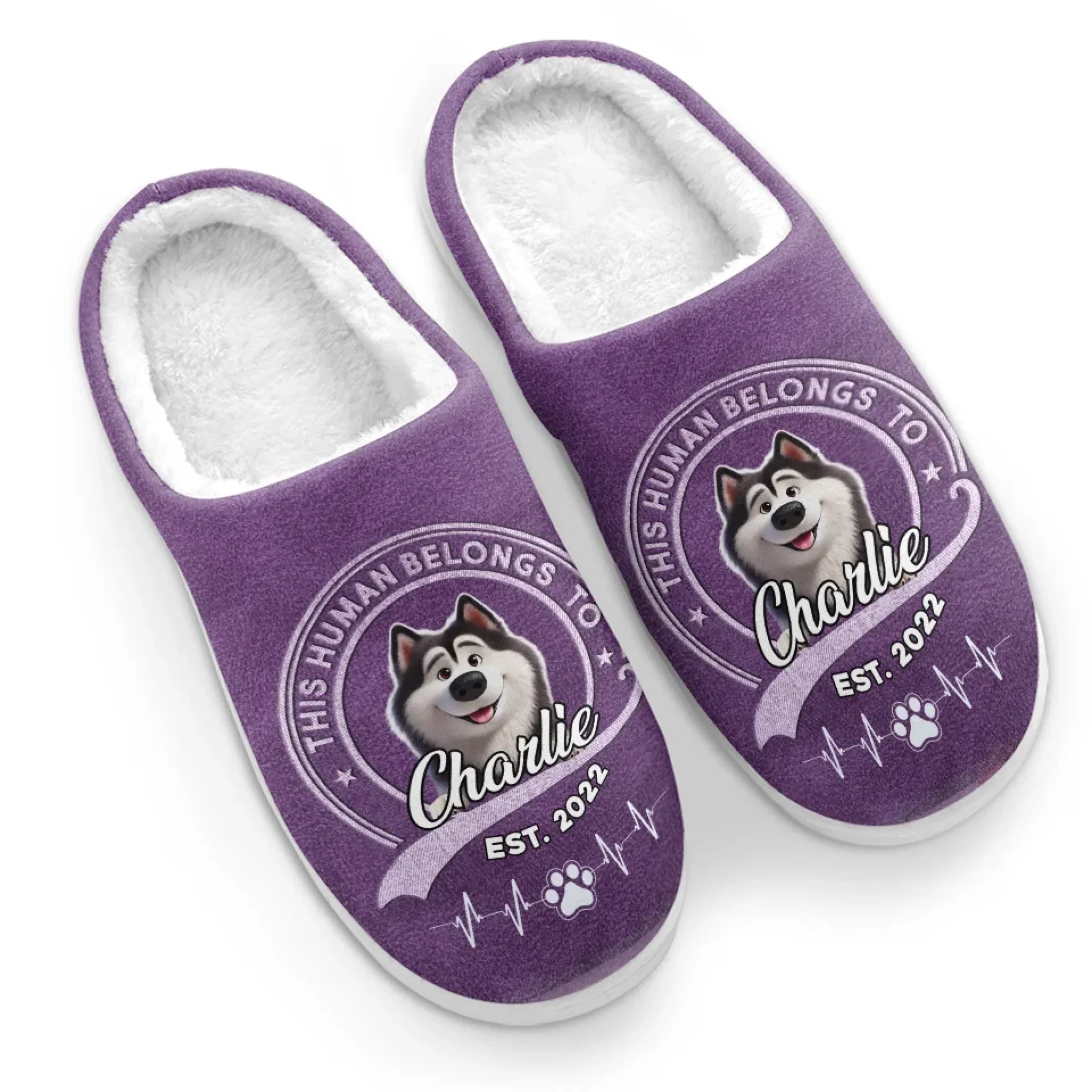 Happiness Is A Wagging Tail - Dog Personalized Custom Fluffy Slippers - Gift For Pet Owners, Pet Lovers - Image 4