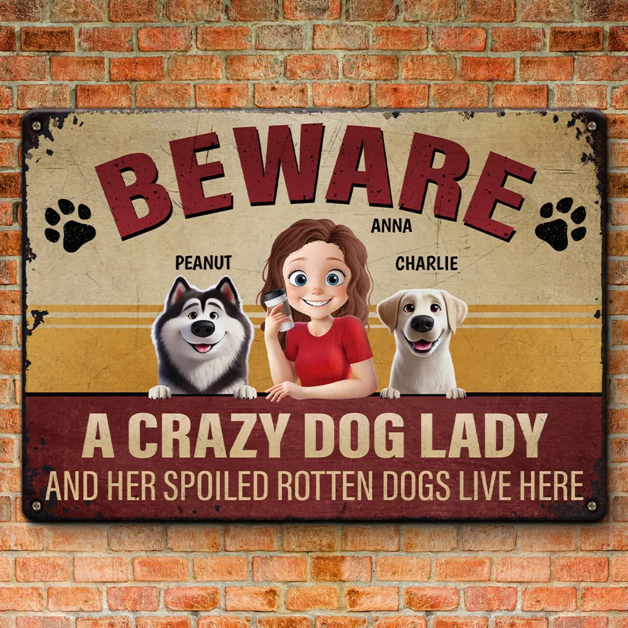 Happiness Is A Wagging Tail - Dog Personalized Custom Home Decor Metal Sign - House Warming Gift For Pet Owners, Pet Lovers - Image 3