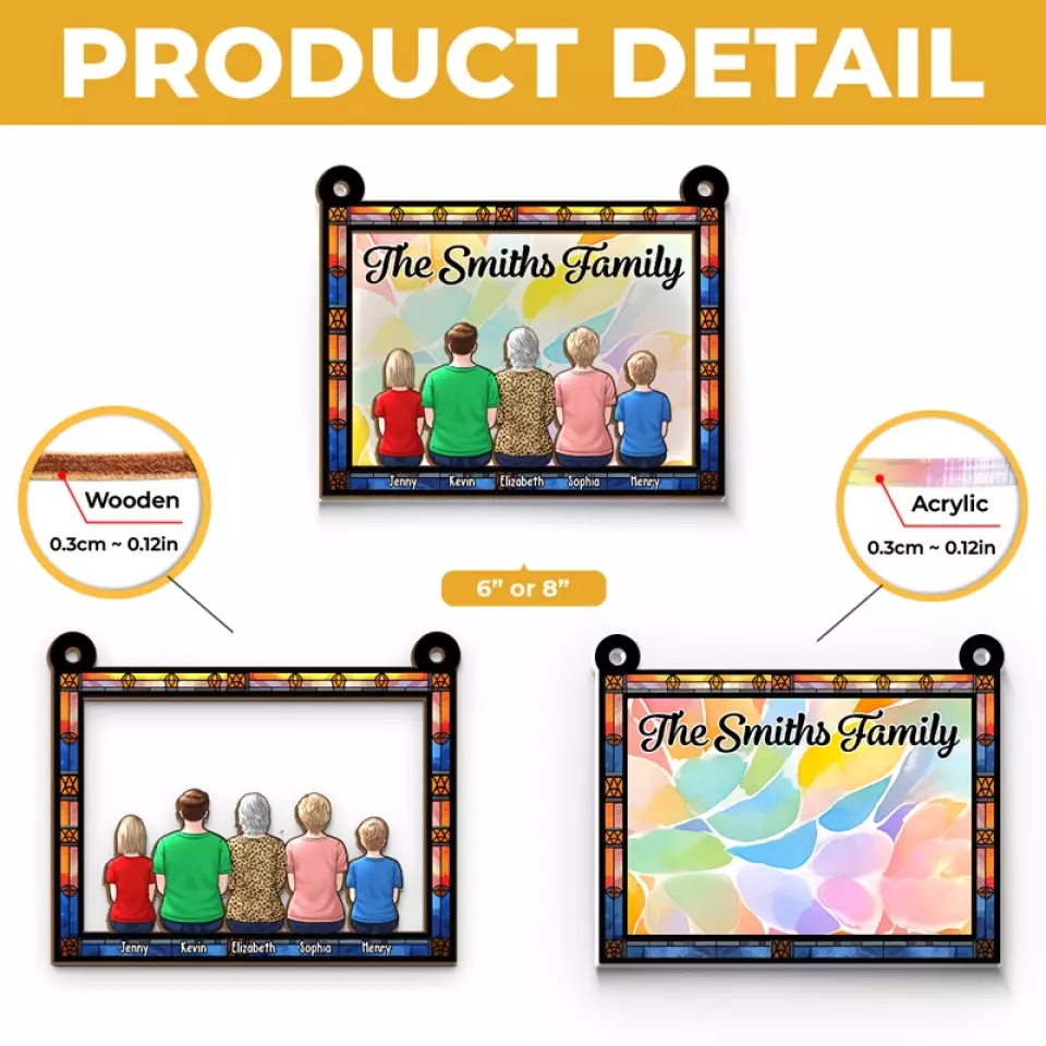 Happiness Is Being Surrounded By Family - Family Personalized Window Hanging Suncatcher - Gift For Family Members - Image 5
