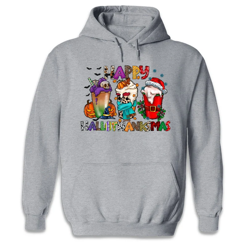 Happy Hallothanksmas - Unisex T-shirt, Hoodie, Sweatshirt - Christmas Gift For Yourself - Image 5