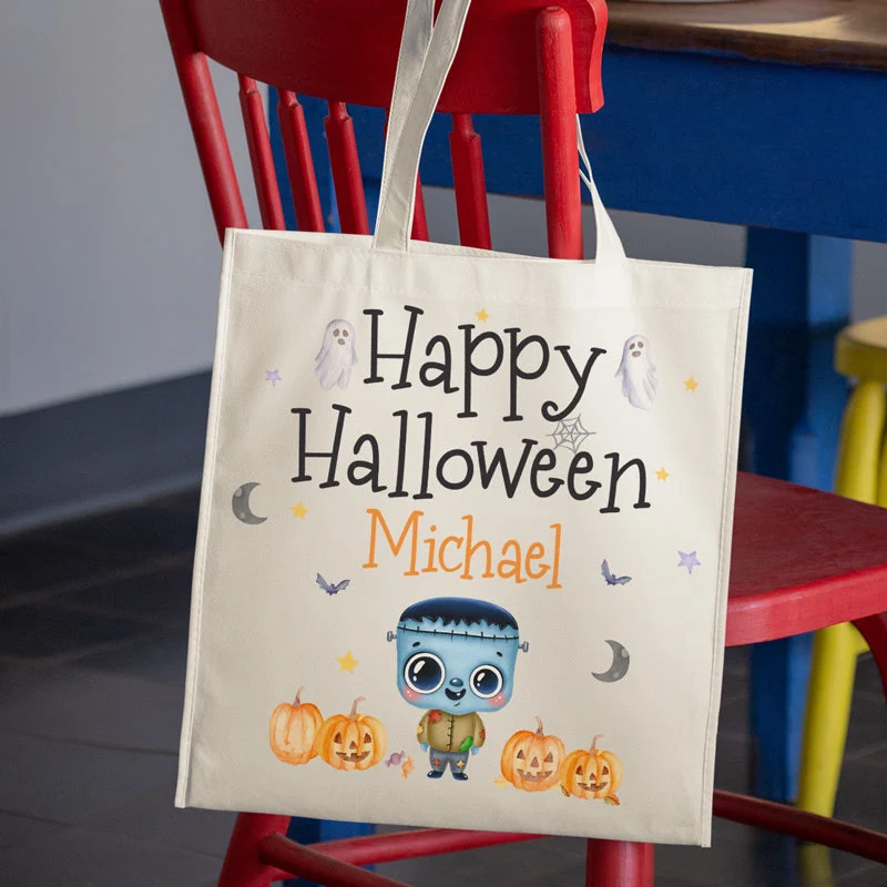 Happy Halloween - Family Personalized Custom Tote Bag - Halloween Gift For Kid - Image 3