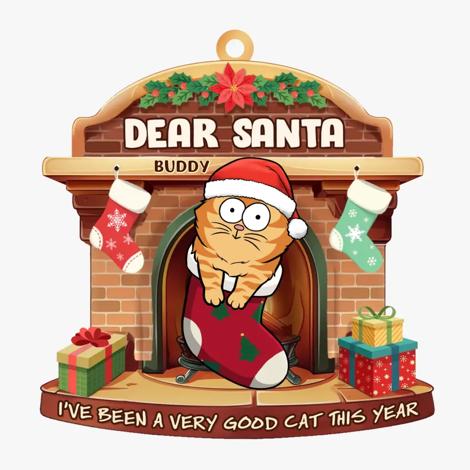 Have A Furry Little Christmas - Cat Personalized Custom Ornament - Wood Custom Shaped - Christmas Gift For Pet Owners, Pet Lovers - Image 2