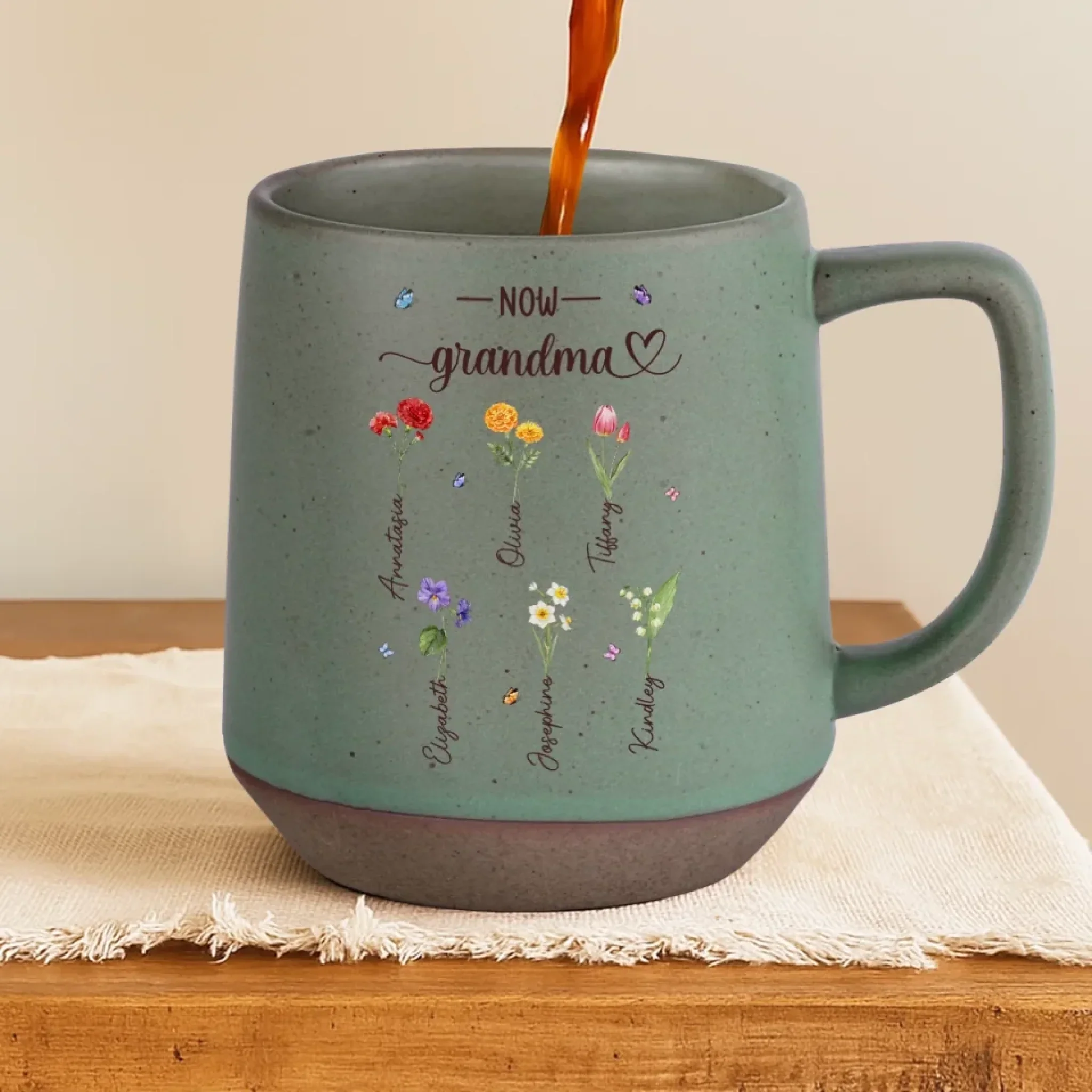 Her Garden Just Keeps Growing - Family Personalized Custom Printed Stoneware 12oz Mug - Mother's Day, Gift For Mom, Grandma - Image 4