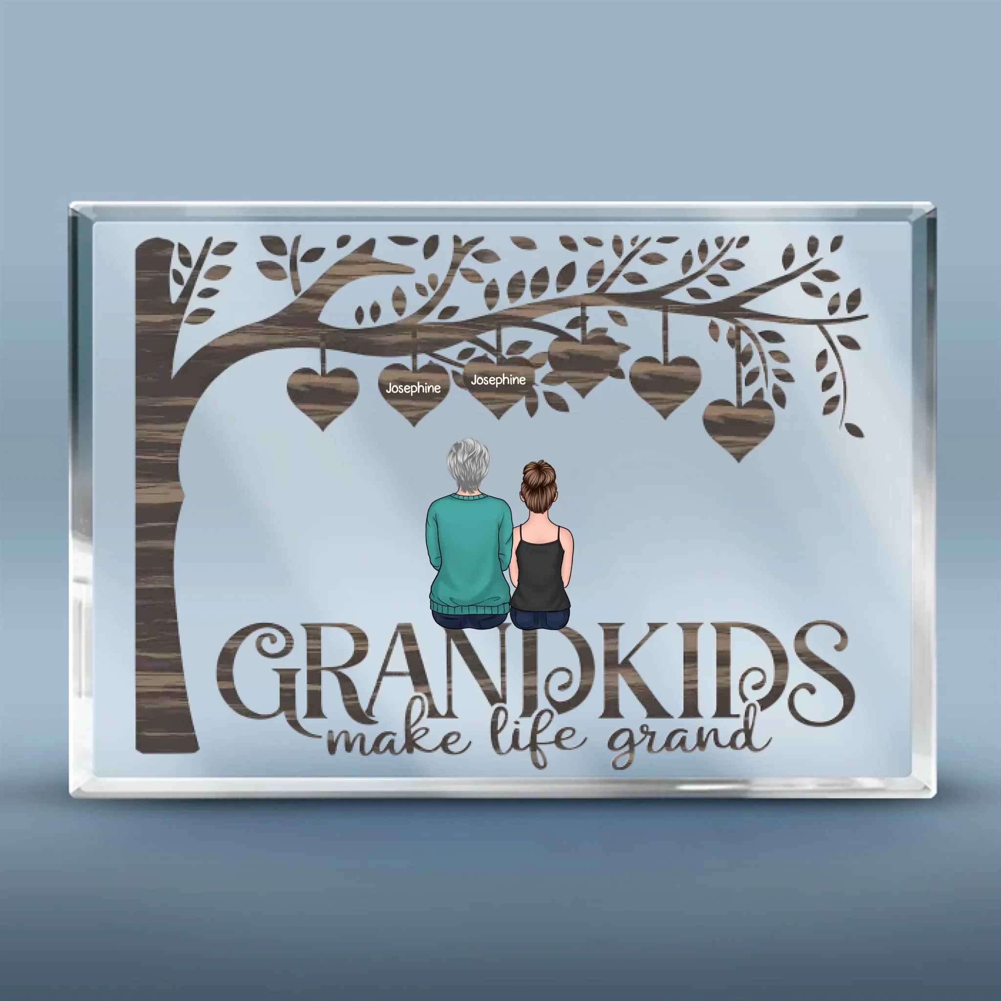 Her Love Lives In My Heart - Family Personalized Custom Rectangle Shaped Acrylic Plaque - Gift For Mom, Grandma - Image 2