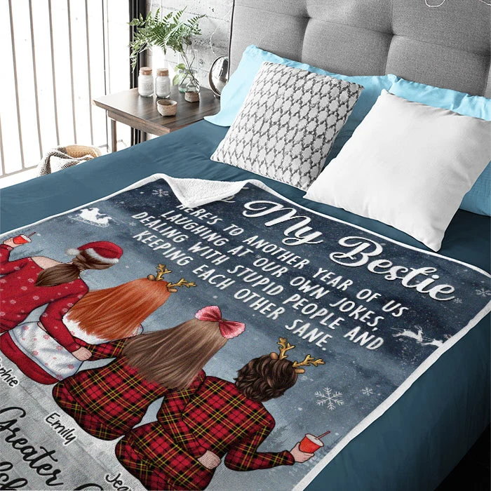 Here's Another Year Bonding Together - Bestie Personalized Custom Blanket - Christmas Gift For Best Friends, BFF, Sisters - Image 5
