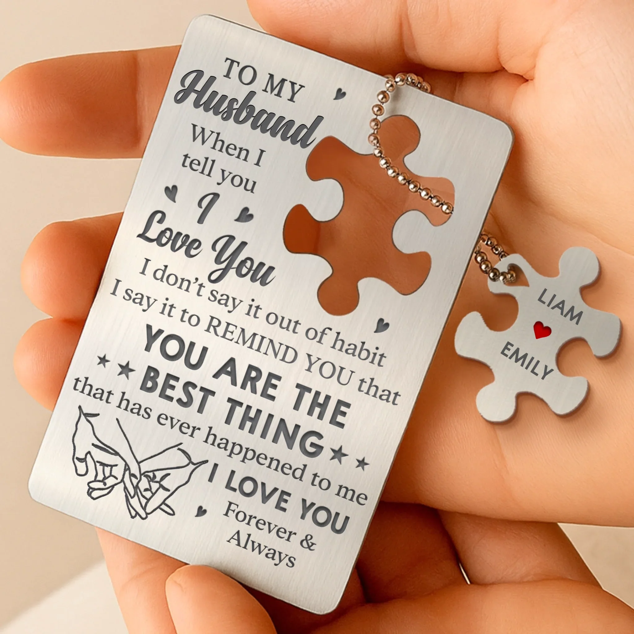 Home Is Wherever I’m With You - Couple Personalized Custom Metal Wallet Card With Charm - Gift For Husband Wife, Anniversary - Image 2