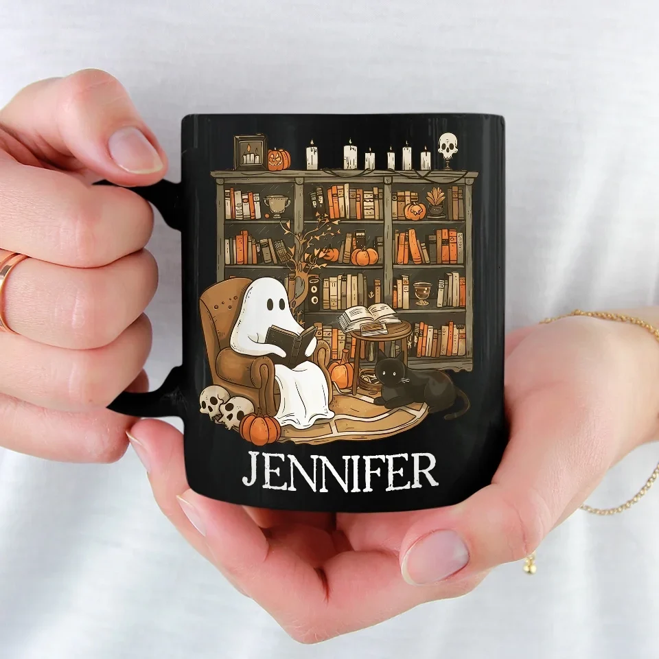 I Ain't Afraid Of No Ghost - Family Personalized Custom Black Mug - Halloween Gift For Family Members - Image 3