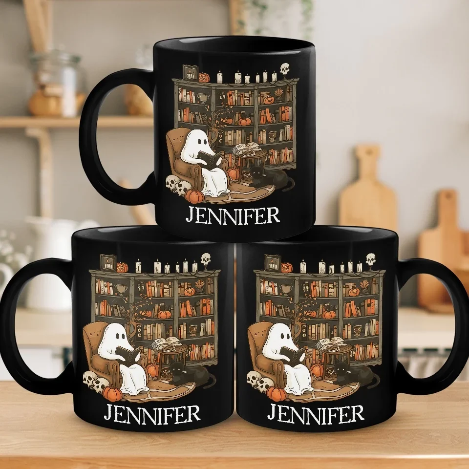 I Ain't Afraid Of No Ghost - Family Personalized Custom Black Mug - Halloween Gift For Family Members - Image 4