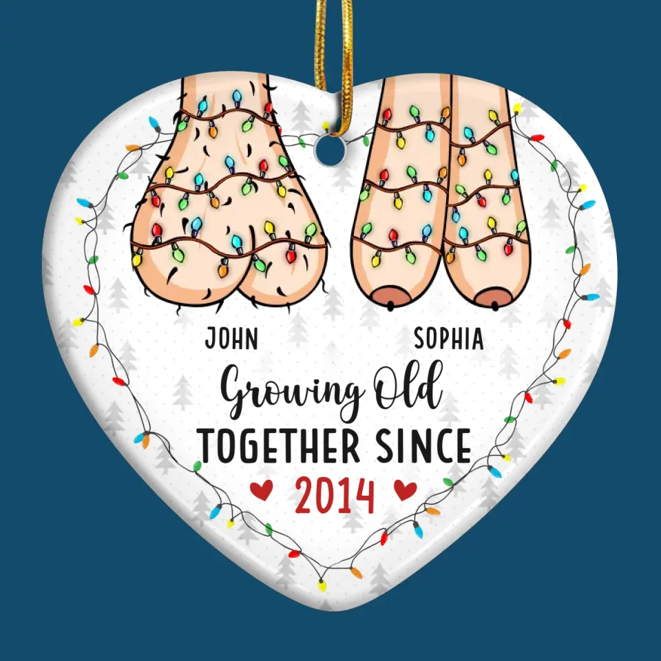 I Dream Of Growing Old Together With You - Couple Personalized Custom Ornament - Ceramic Heart Shaped - Christmas Gift For Husband Wife, Anniversary - Image 2