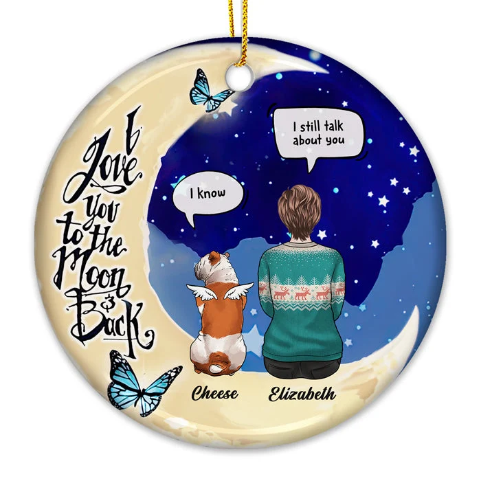 I Love You To The Moon And Back - Personalized Custom Round Shaped Ceramic Christmas Ornament - Memorial Gift, Sympathy Gift, Christmas Gift - Image 3