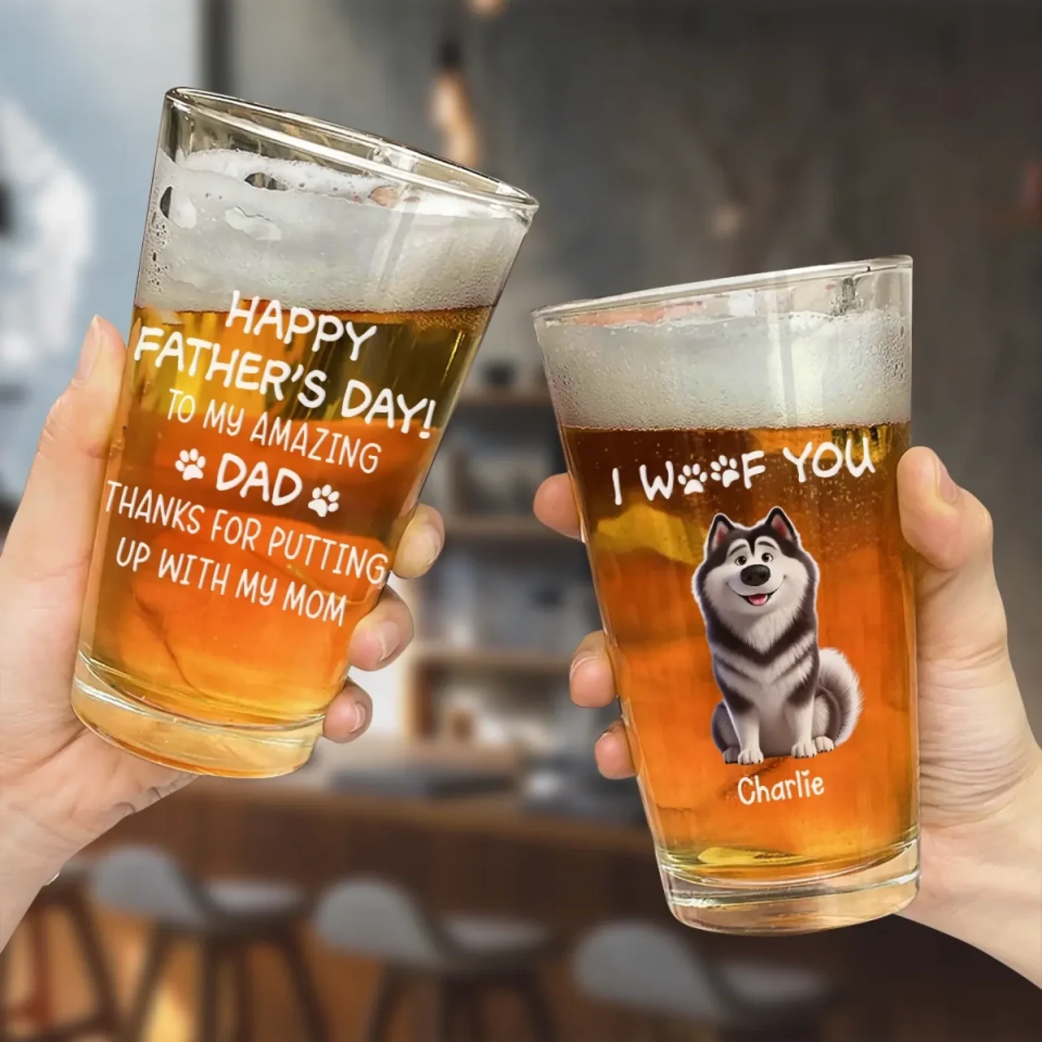 I May Stink Sometimes, But You Still Rock, Dad - Dog Personalized Custom Beer Glass - Father's Day, Gift For Pet Owners, Pet Lovers - Image 4