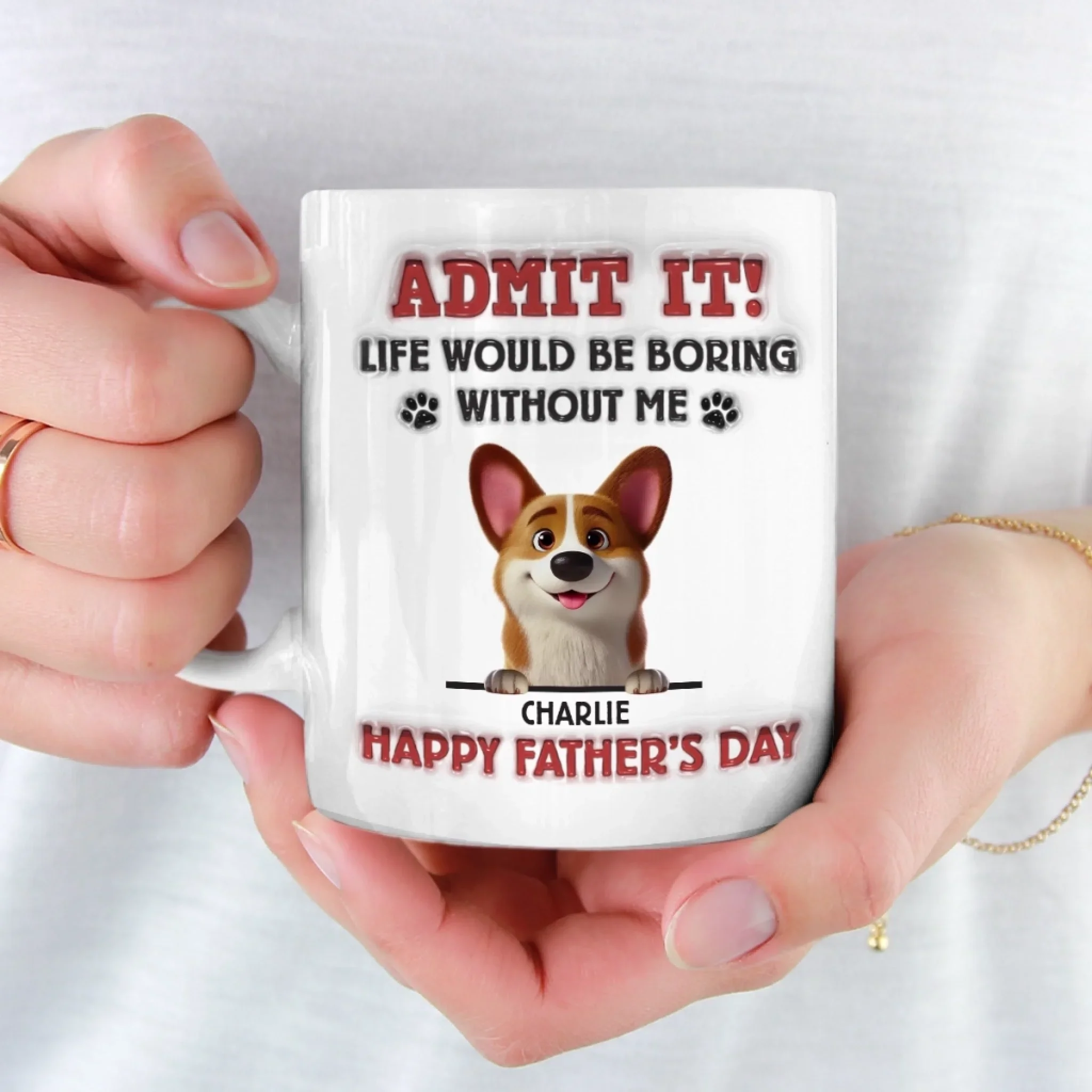 I’m The Reason You Smile Daily - Dog Personalized Custom 3D Inflated Effect Printed Mug - Father's Day,  Gift For Dad, Pet Owners, Pet Lovers - Image 4