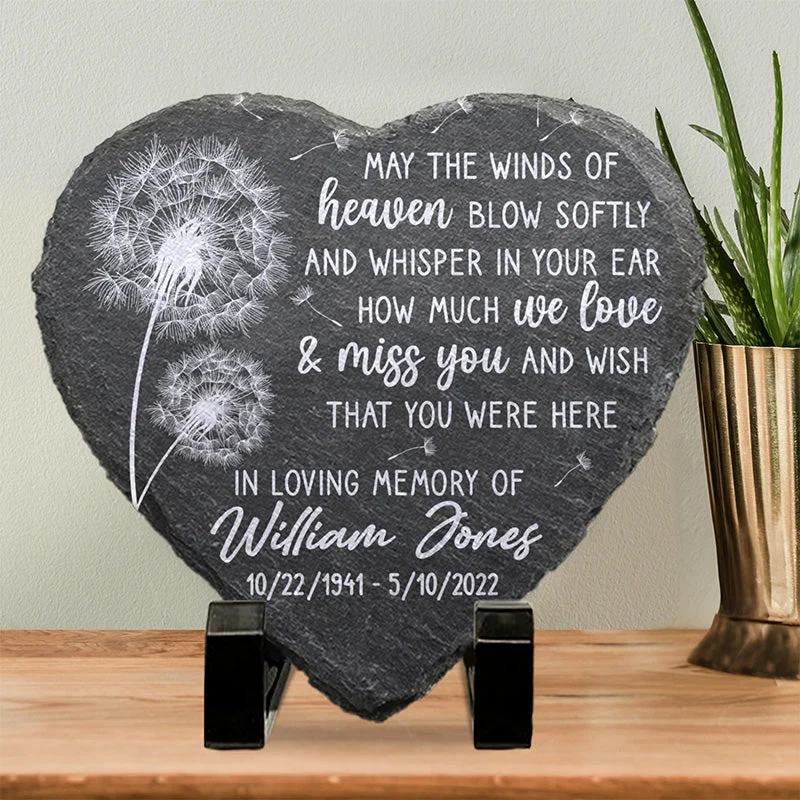 In Loving Memory Of - Memorial Personalized Custom Heart Shaped Memorial Stone - Sympathy Gift For Family Members - Image 2