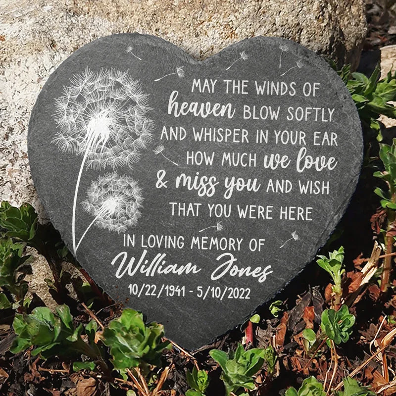 In Loving Memory Of - Memorial Personalized Custom Heart Shaped Memorial Stone - Sympathy Gift For Family Members - Image 4