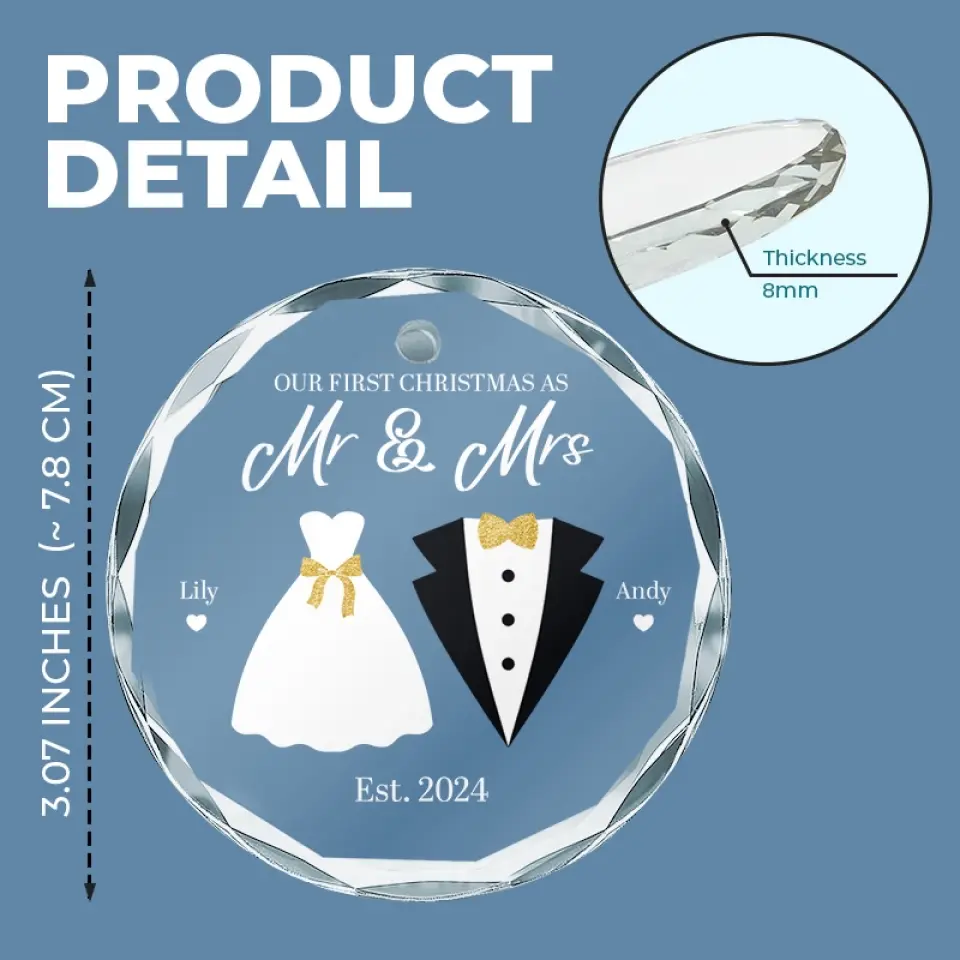 It's Time To Celebrate All Over Again - Couple Personalized Custom Circle Glass Ornament - Gift For Husband Wife, Anniversary - Image 4