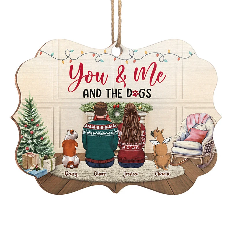 Just You And Me And The Dogs - Memorial Personalized Custom Ornament - Wood Benelux Shaped - Christmas Gift, Sympathy Gift For Pet Owners, Pet Lovers - Image 2